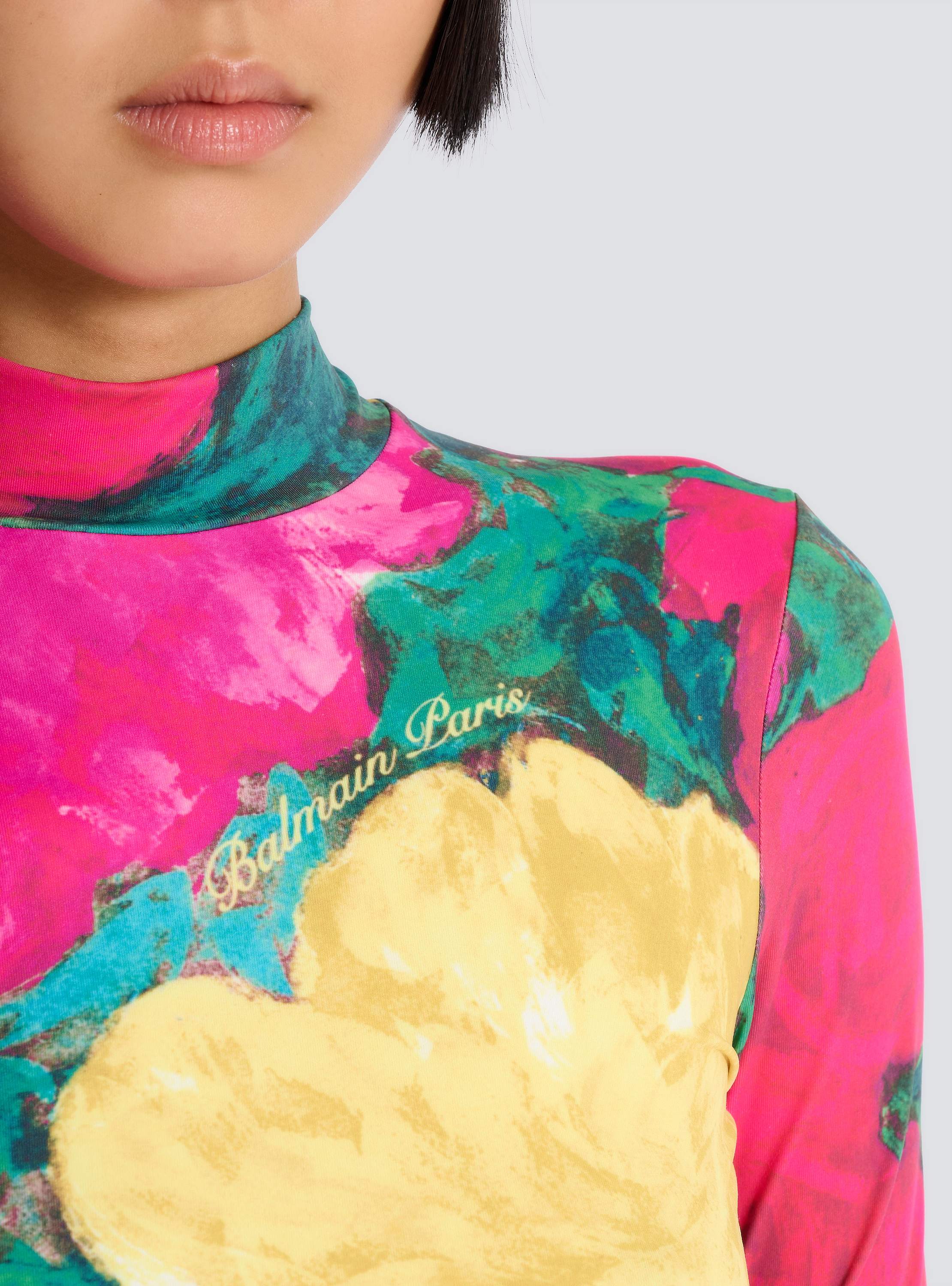 Printed high-neck top