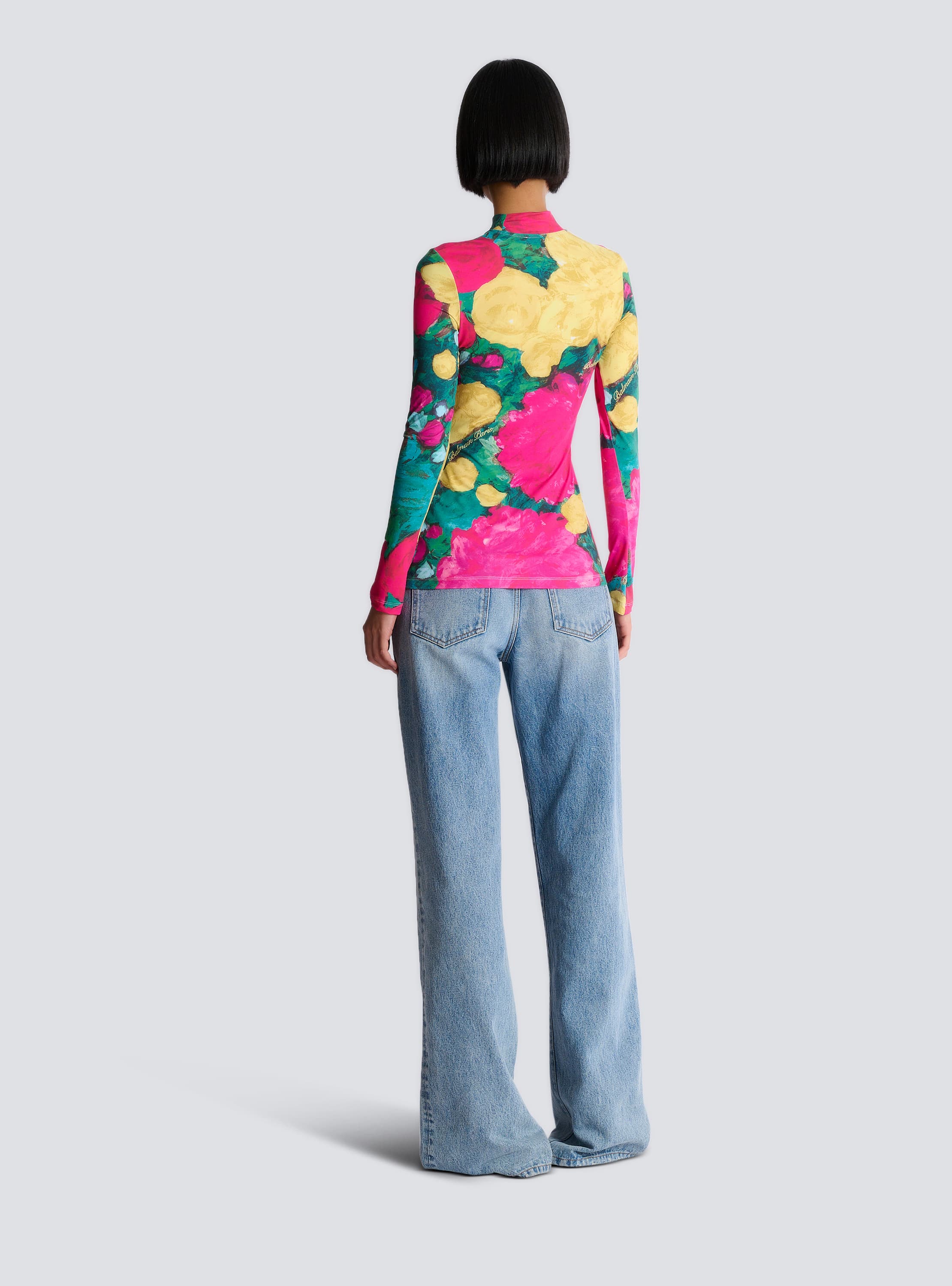 Printed high-neck top
