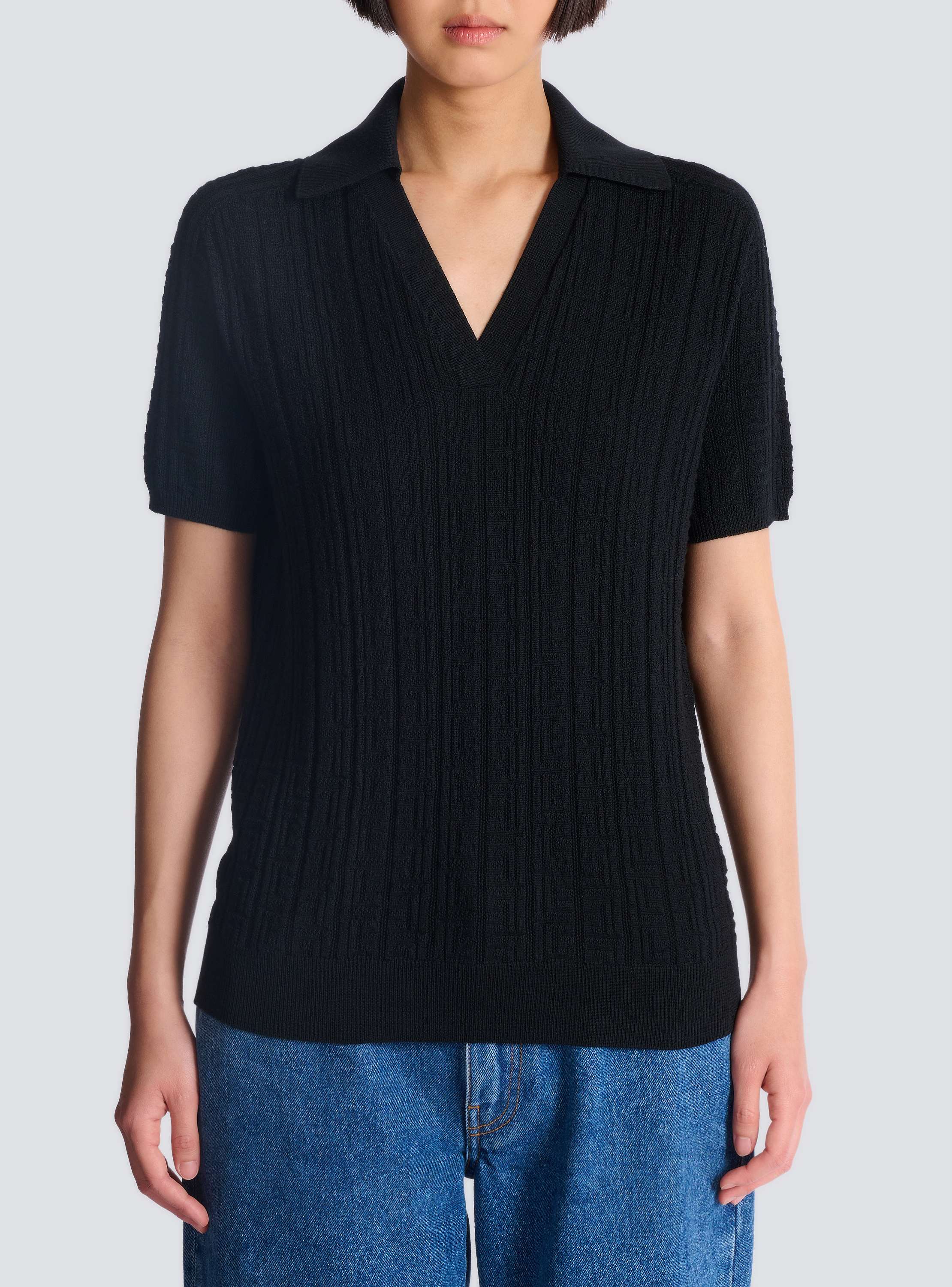 Monogram knit polo