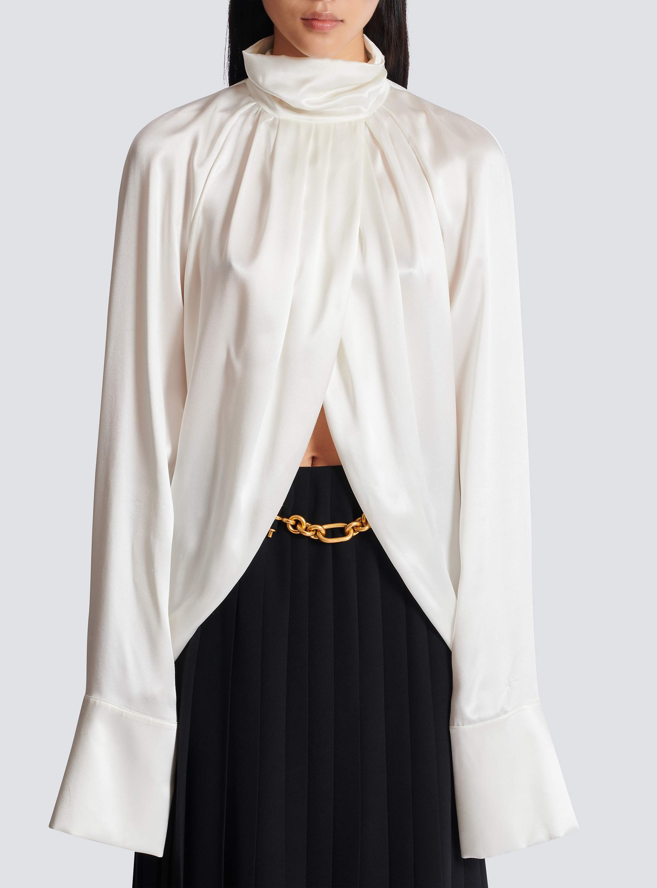 Draped silk blouse