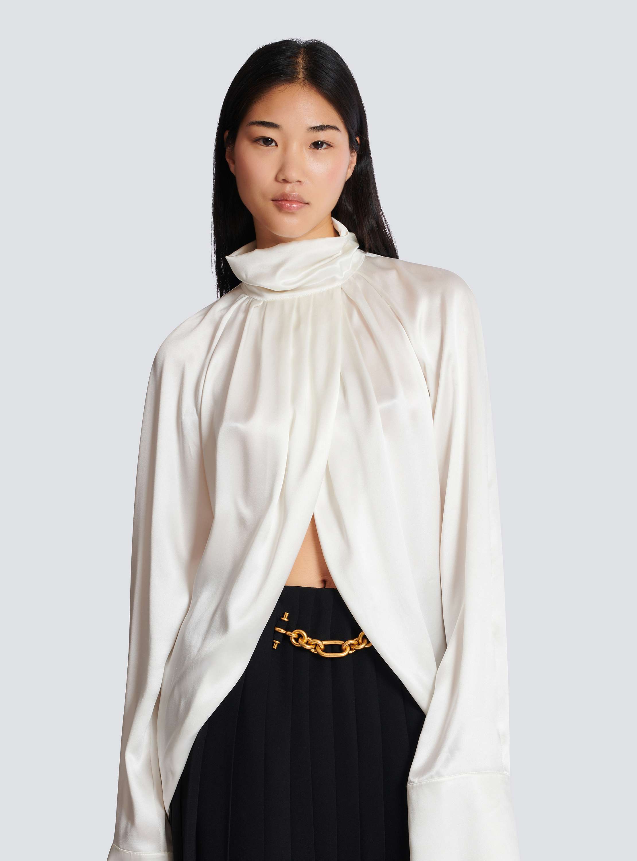 Draped silk blouse