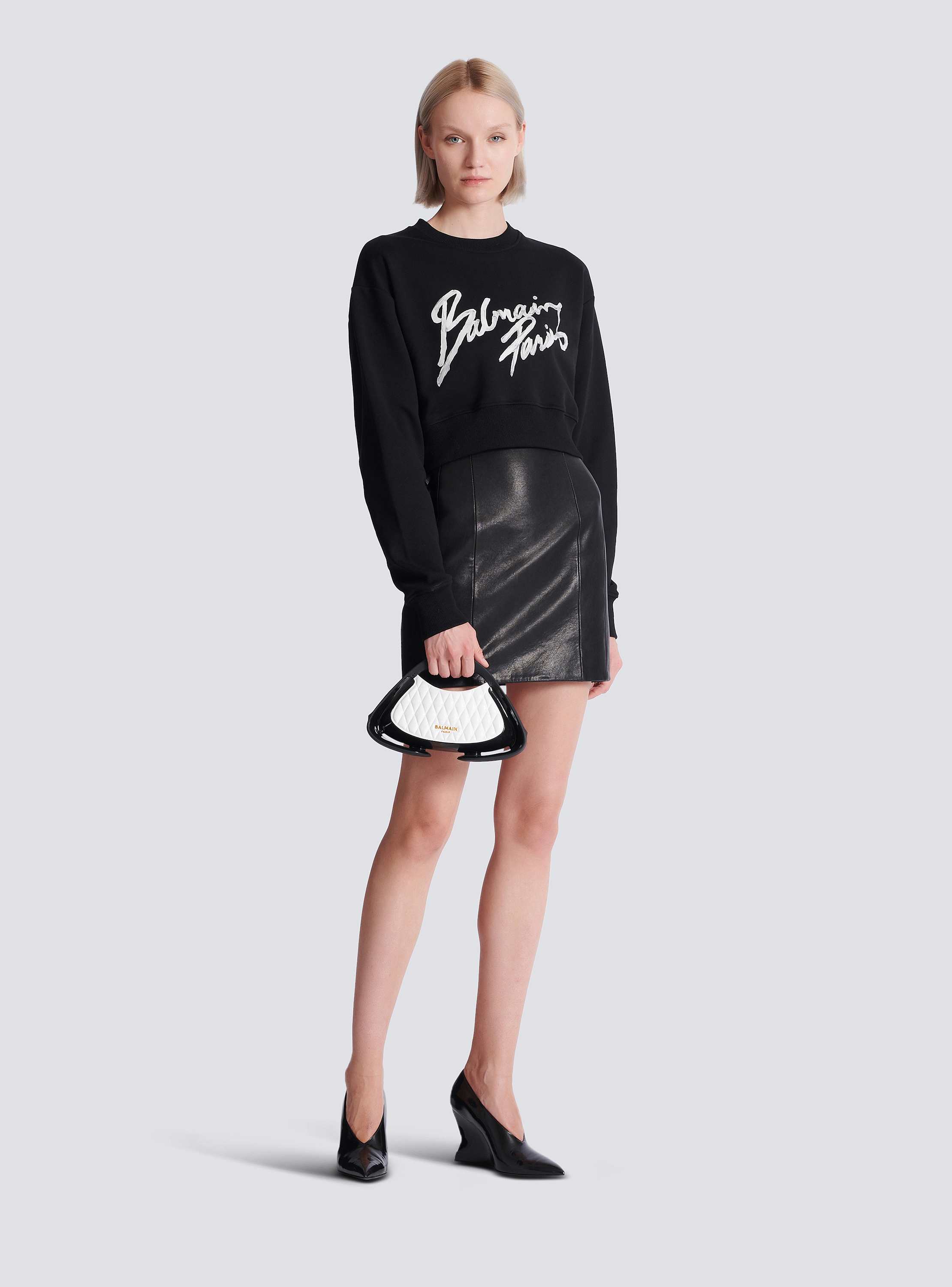 Cropped printed cotton sweatshirt