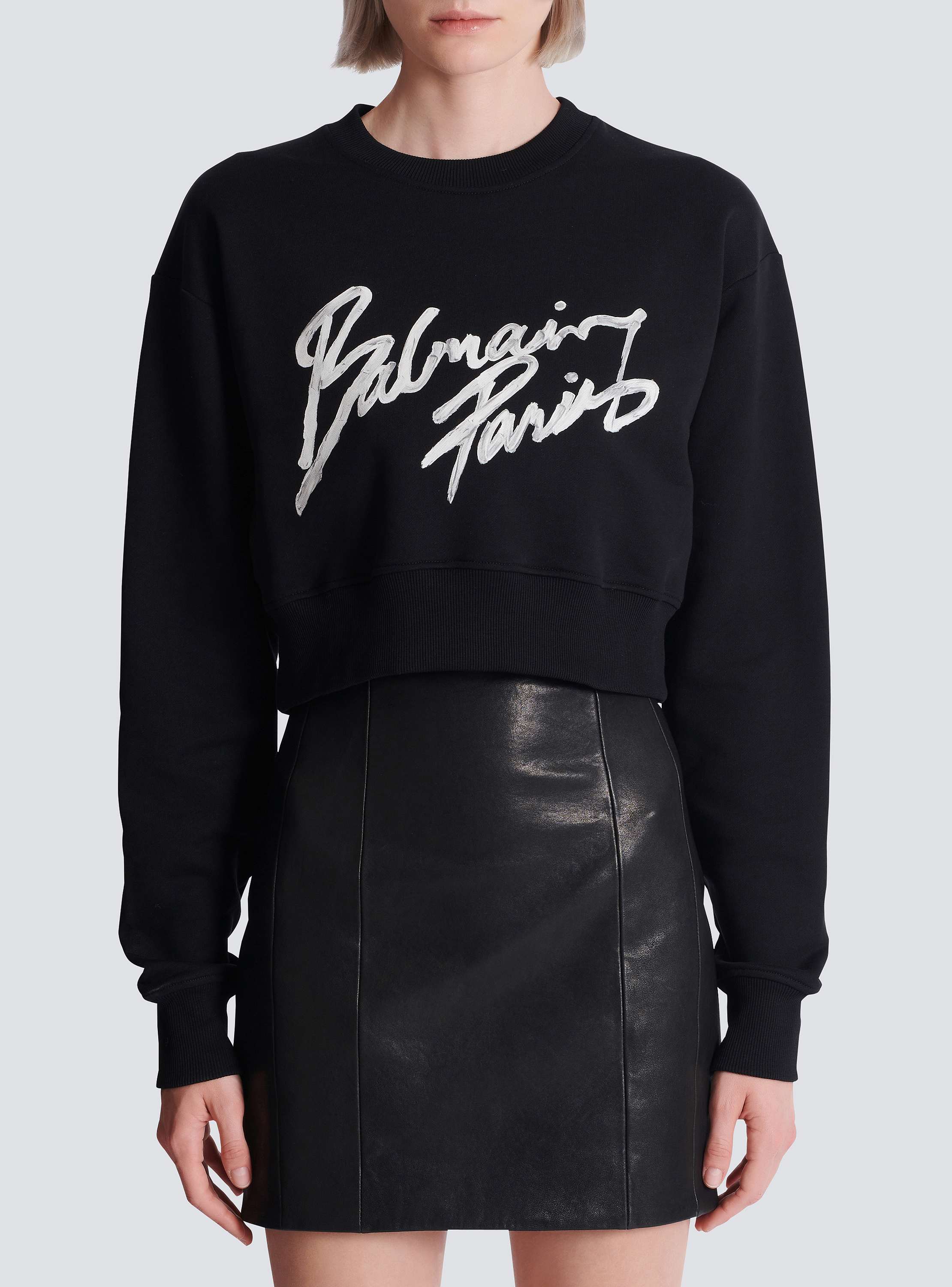 Cropped printed cotton sweatshirt