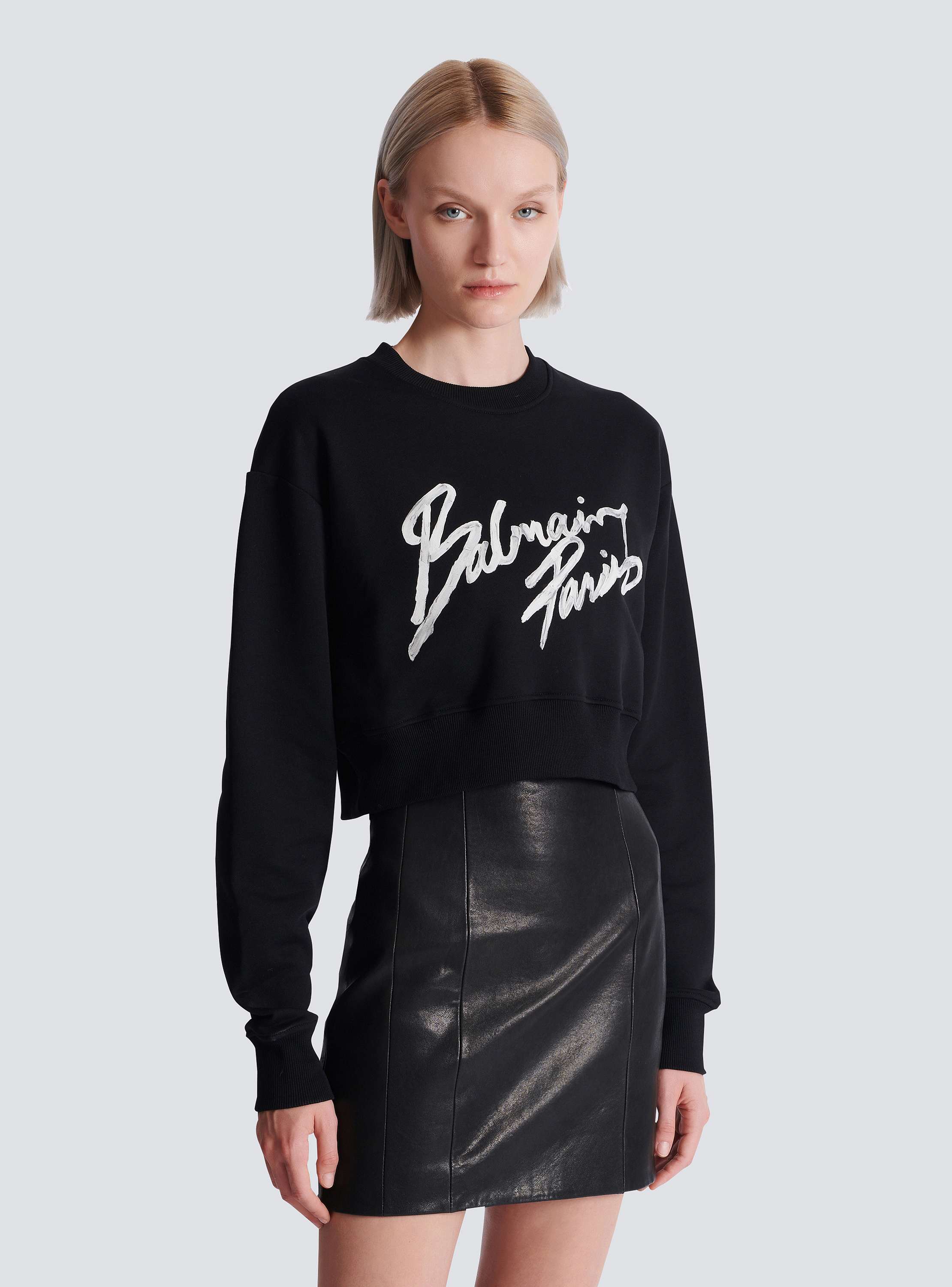 Cropped printed cotton sweatshirt