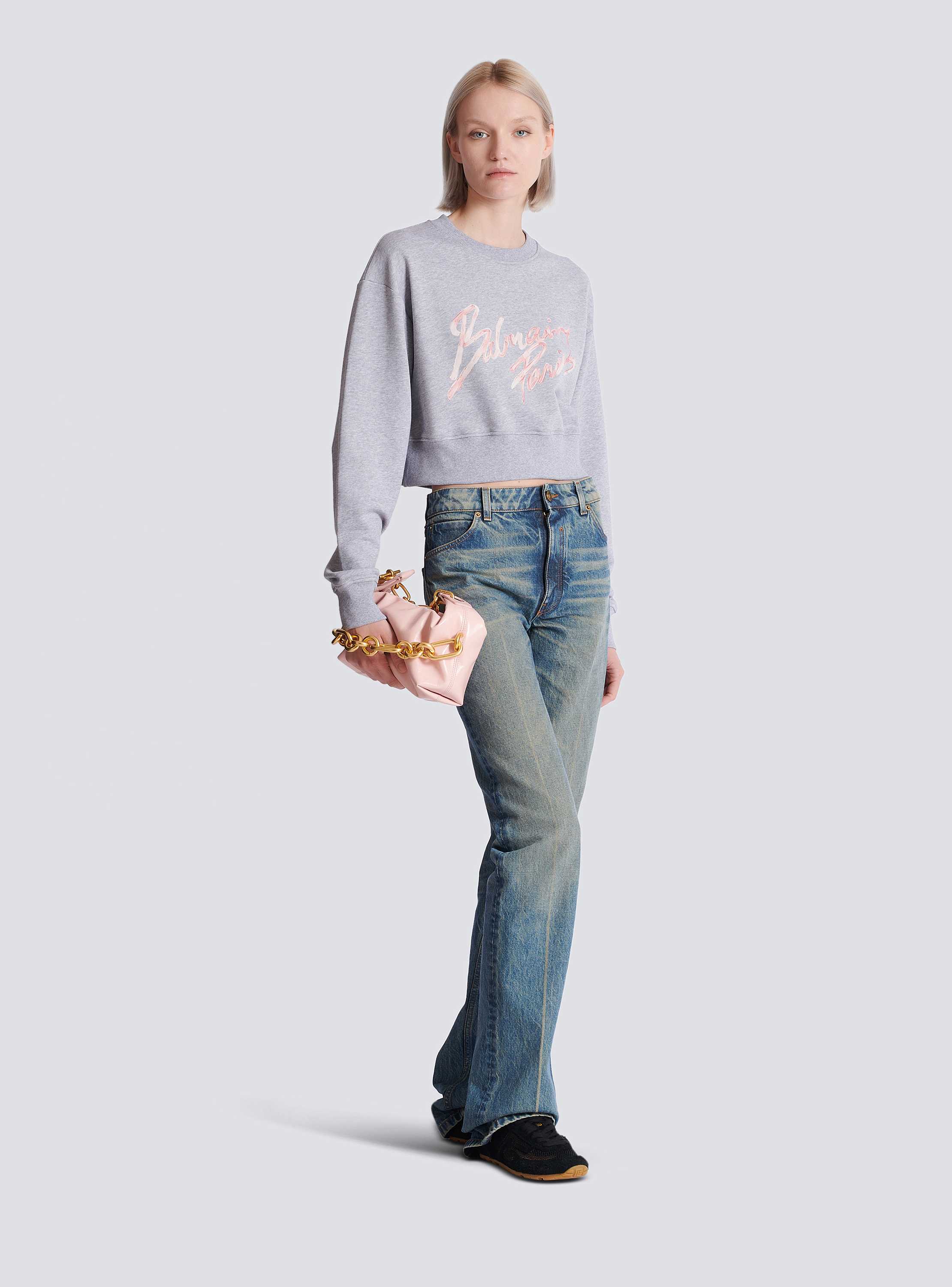 Cropped printed cotton sweatshirt