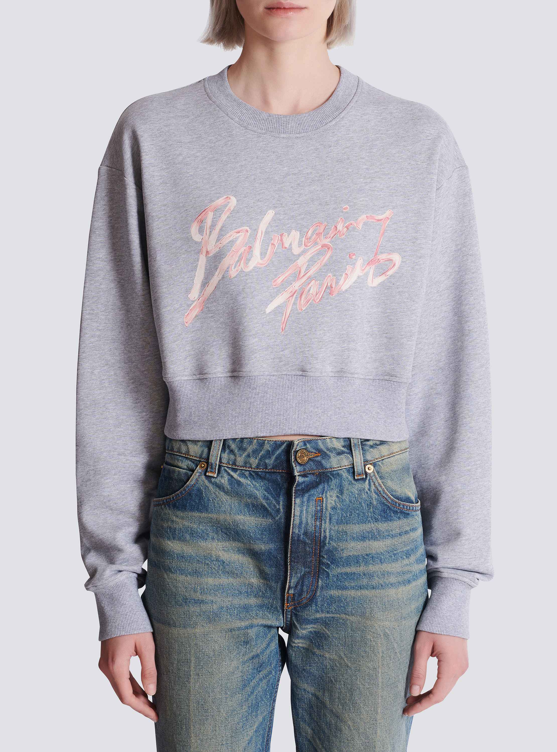 Cropped printed cotton sweatshirt