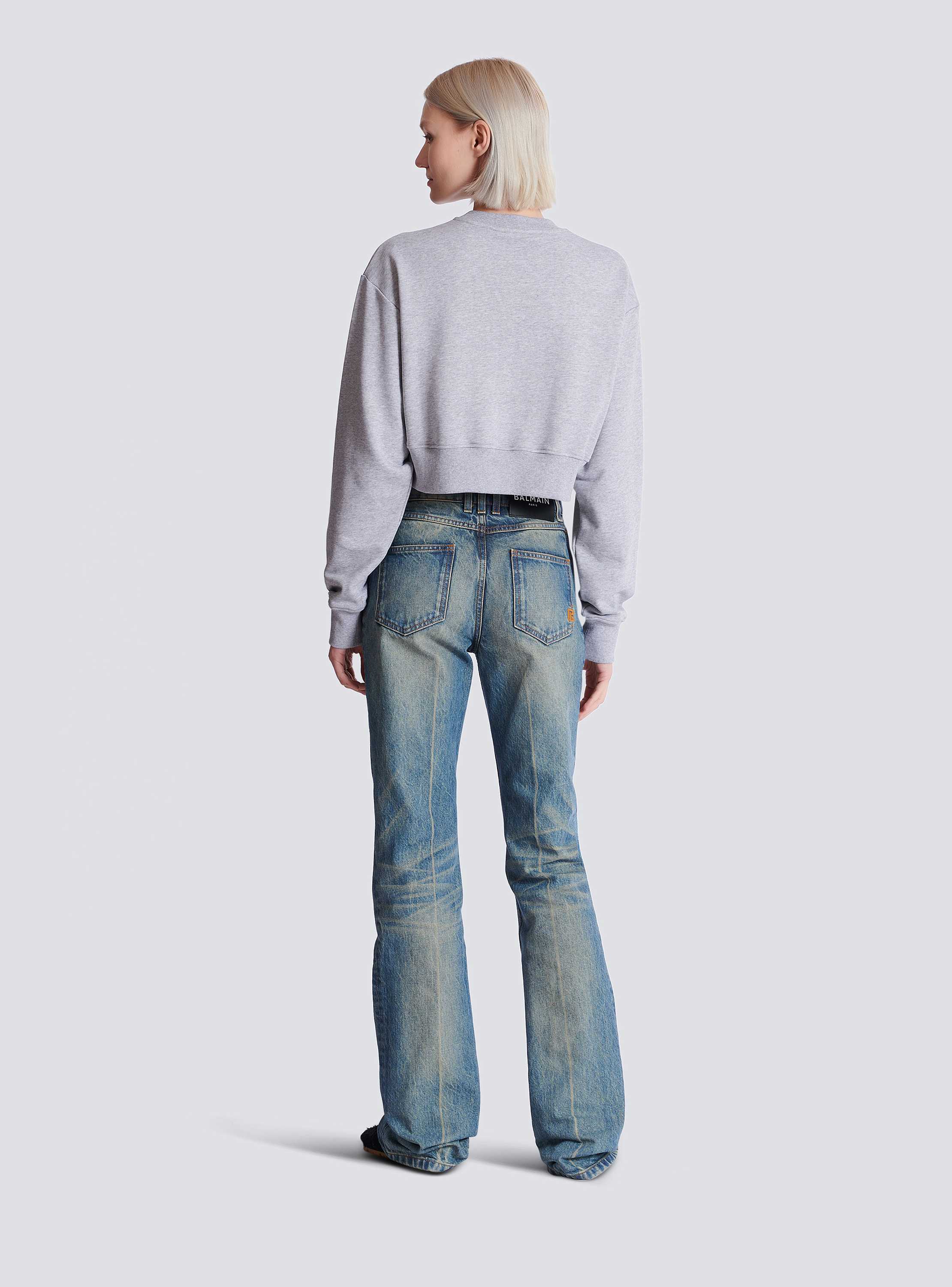 Cropped printed cotton sweatshirt