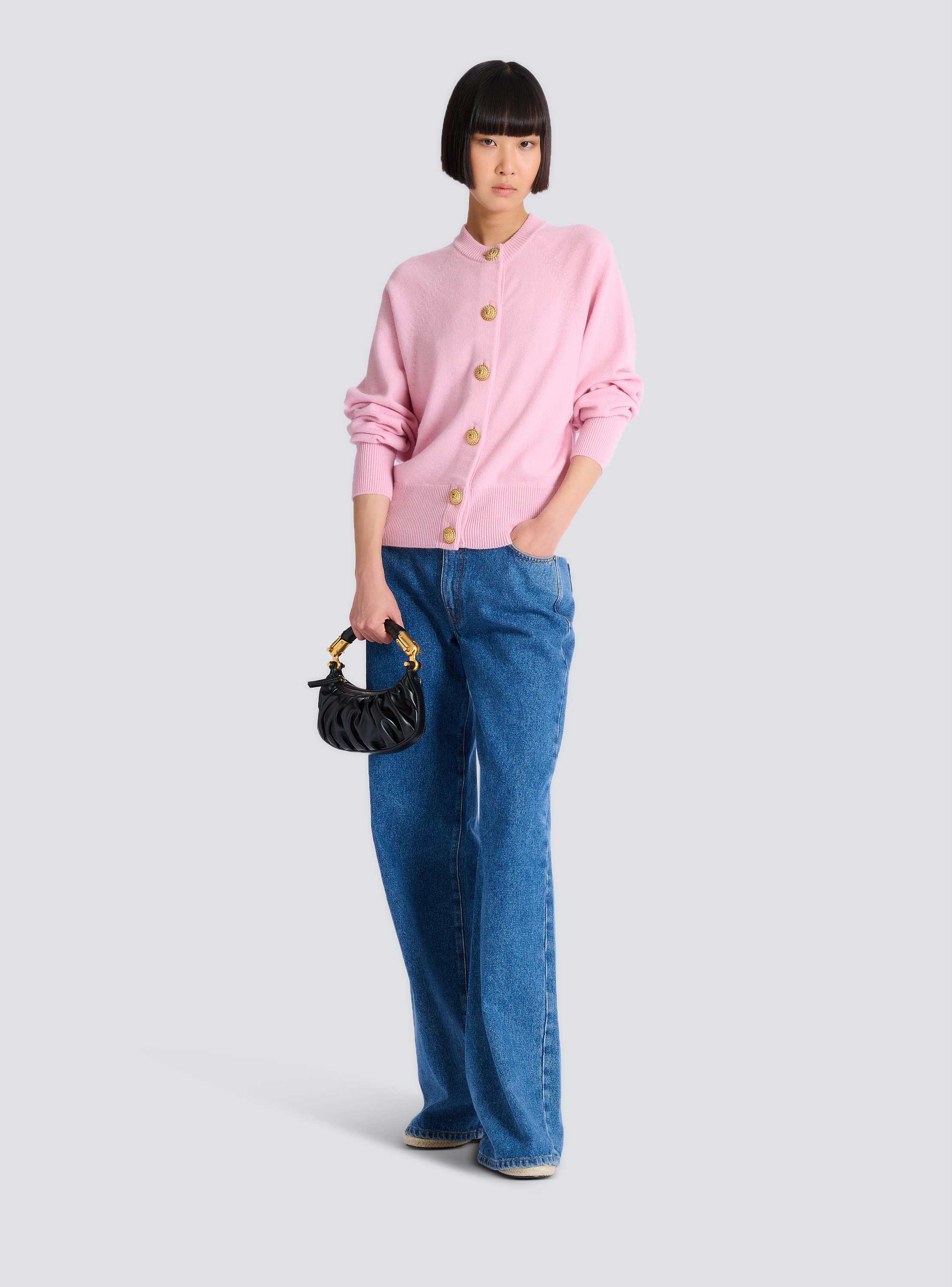 Buttoned eco-cashmere cardigan