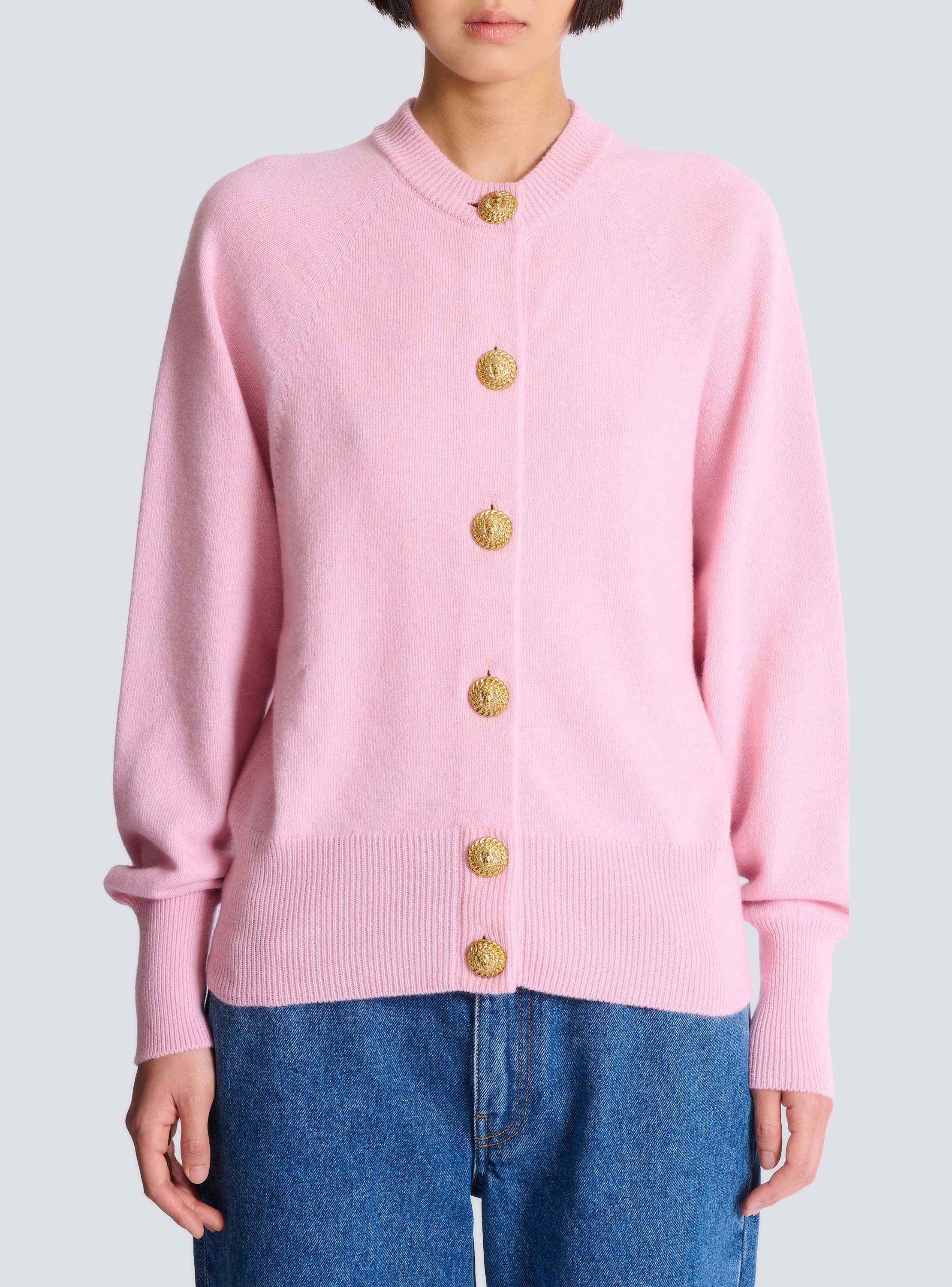 Buttoned eco-cashmere cardigan