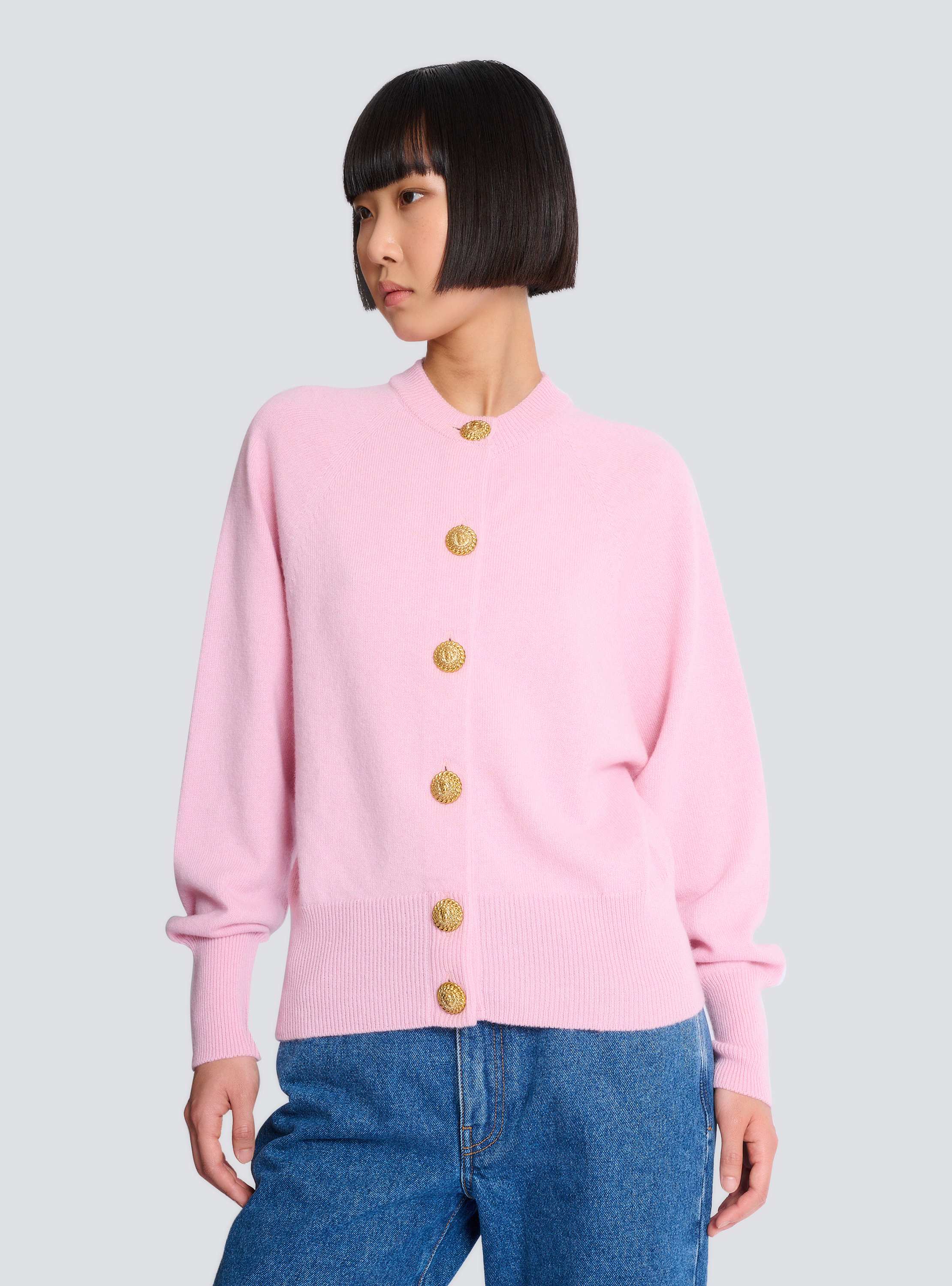 Buttoned eco-cashmere cardigan