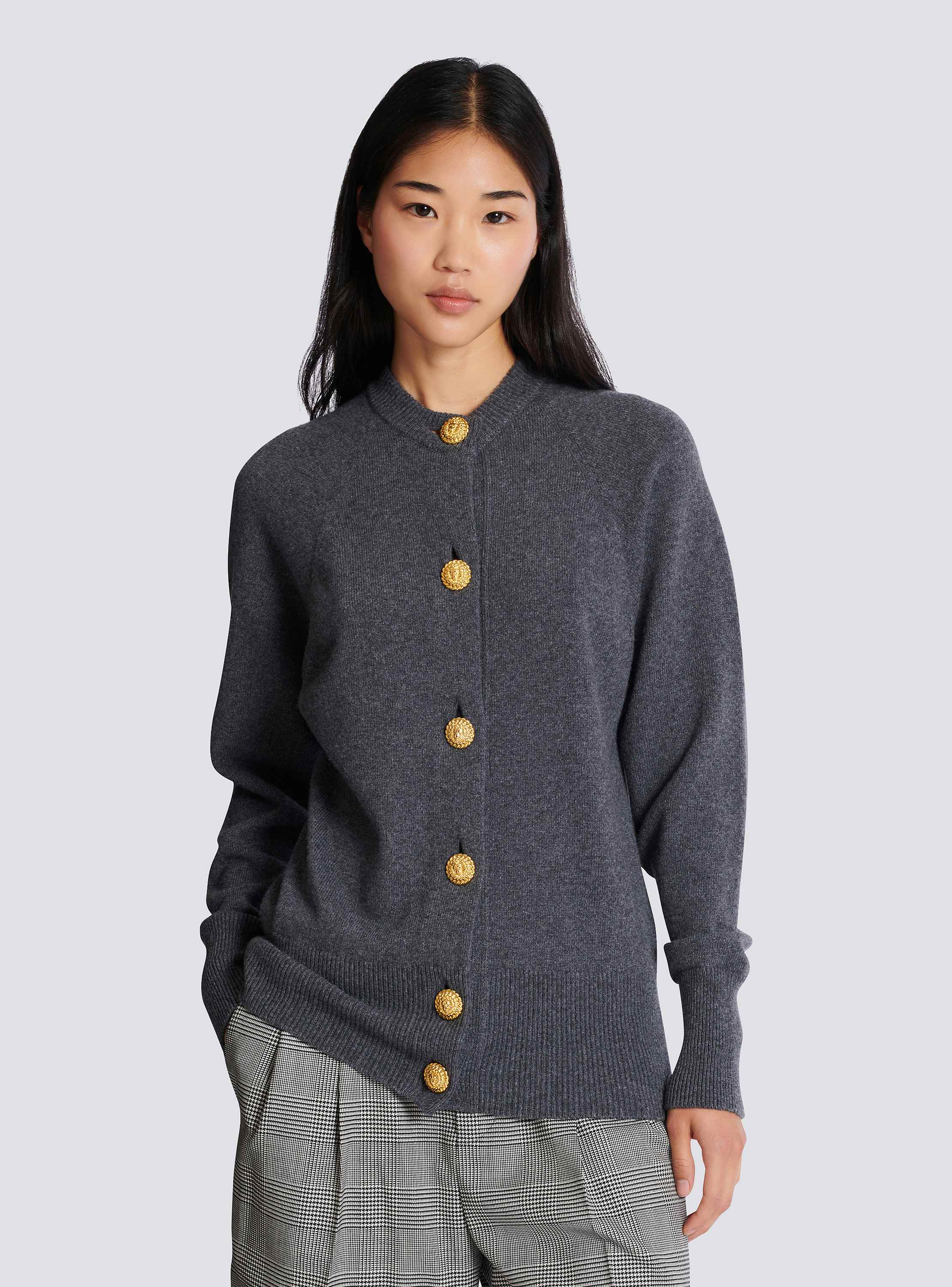 Buttoned eco-cashmere cardigan