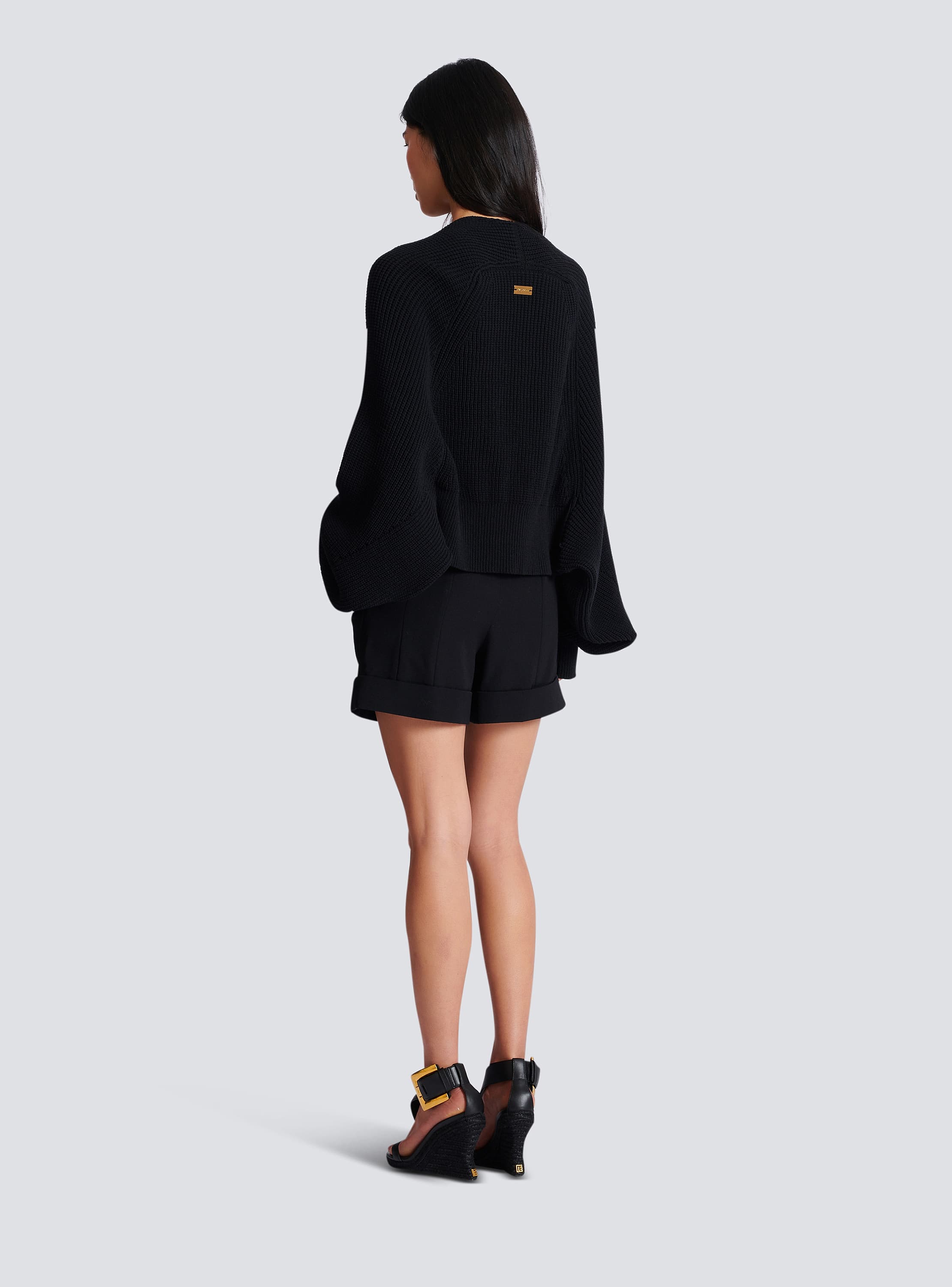 Ribbed knit bolero cardigan