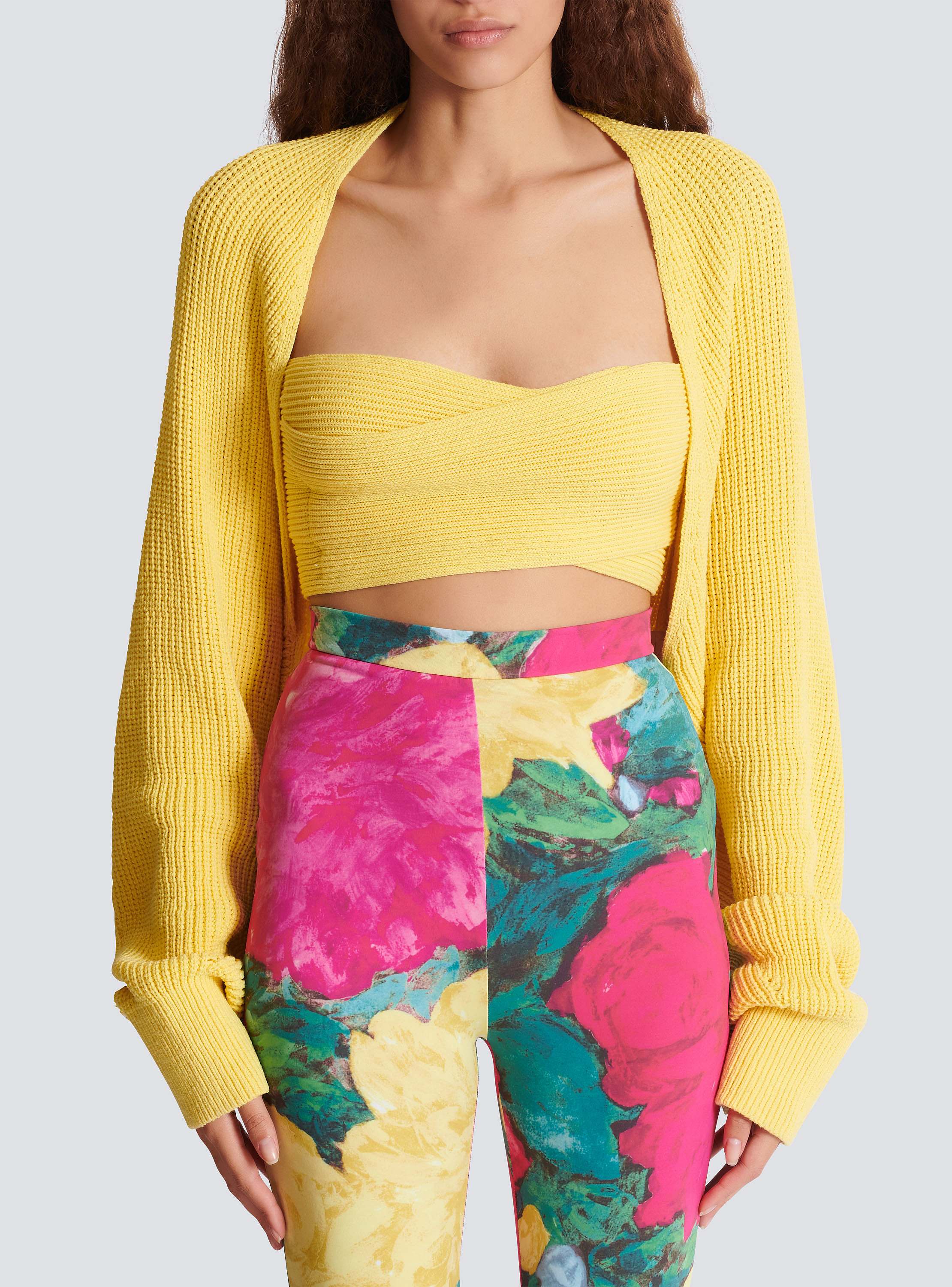 Ribbed knit bolero cardigan