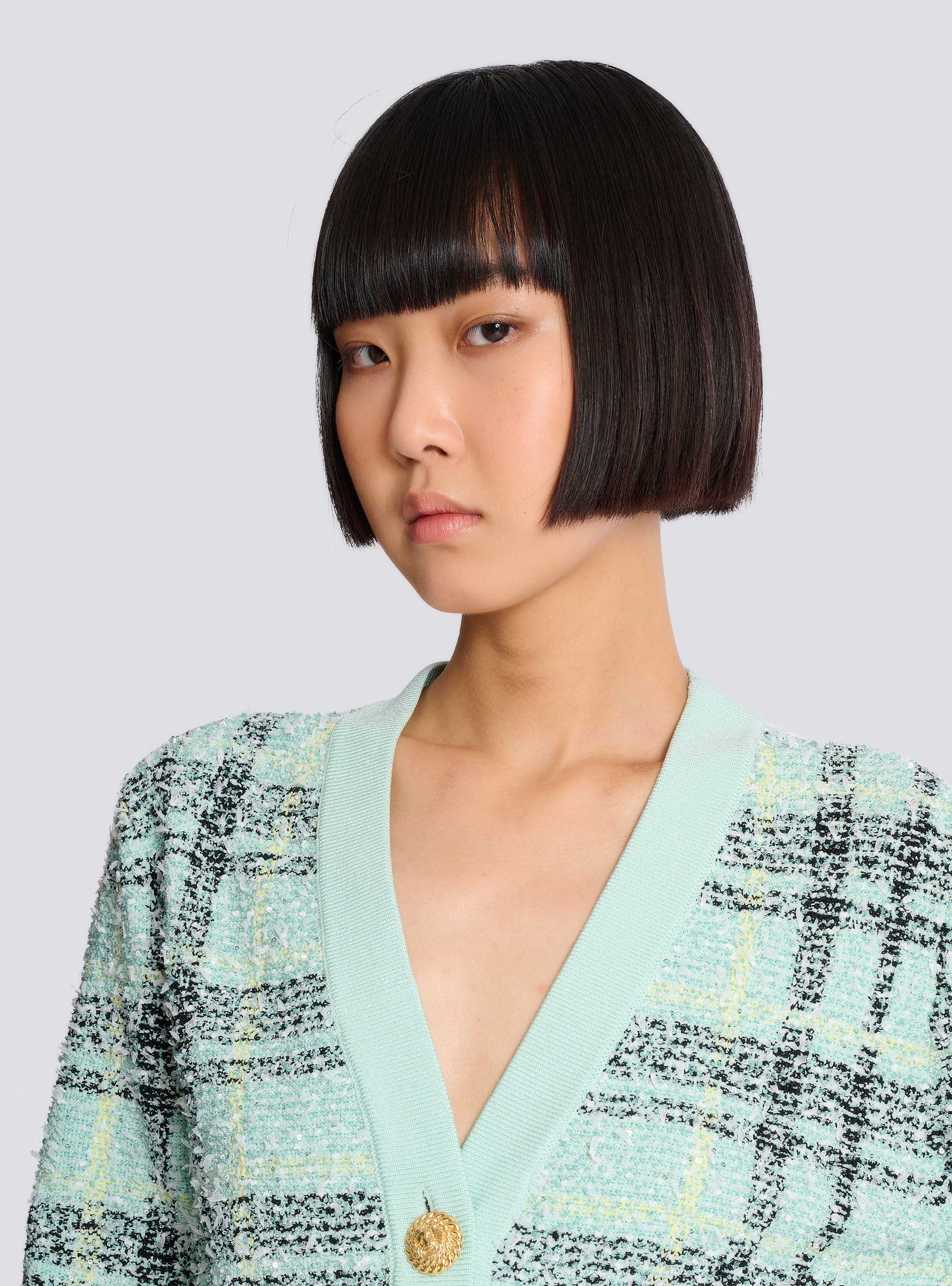 Loose glitter tweed cardigan