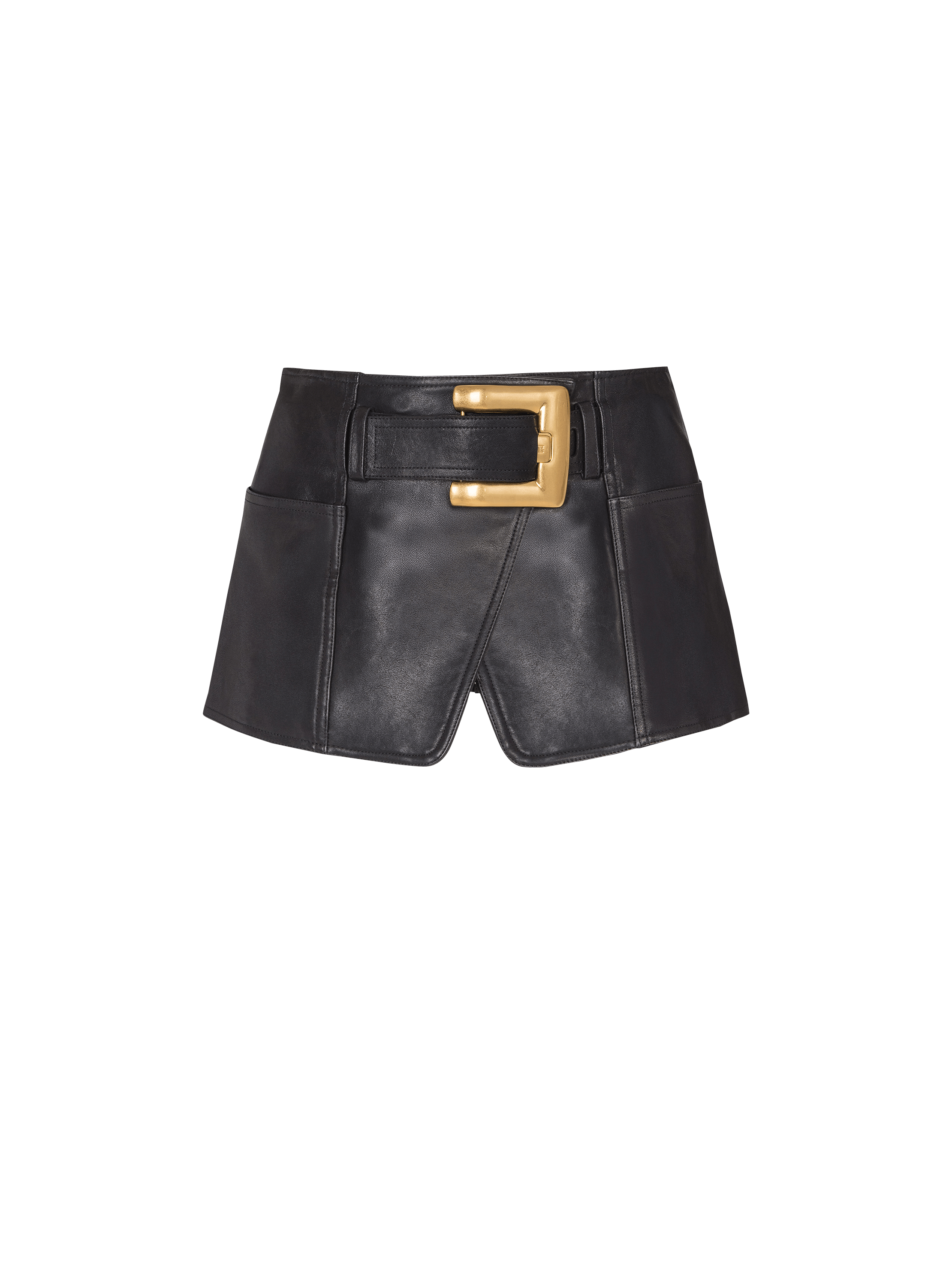 Belted Leather Mini Skirt