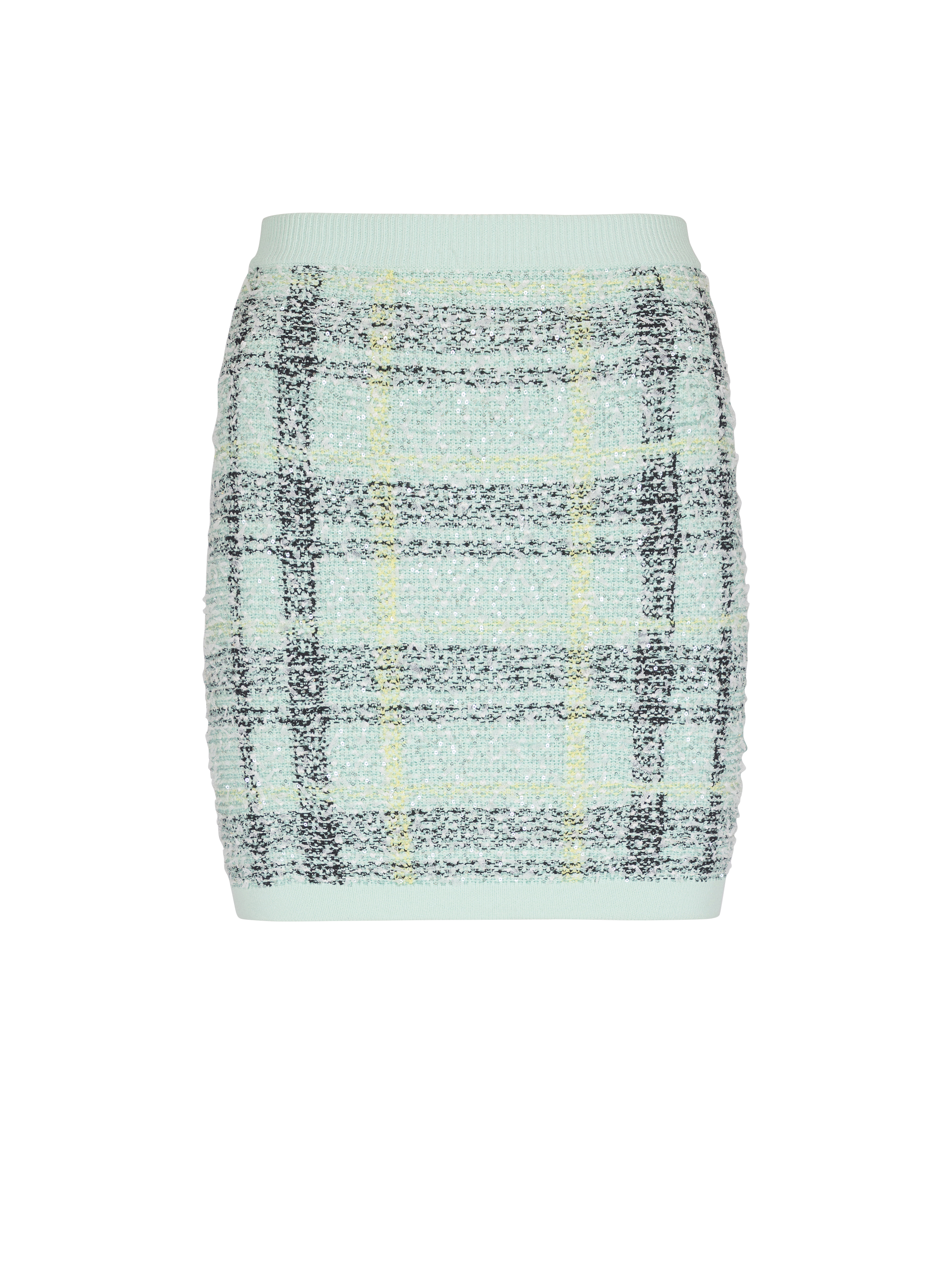 Short skirt in glitter plaid tweed