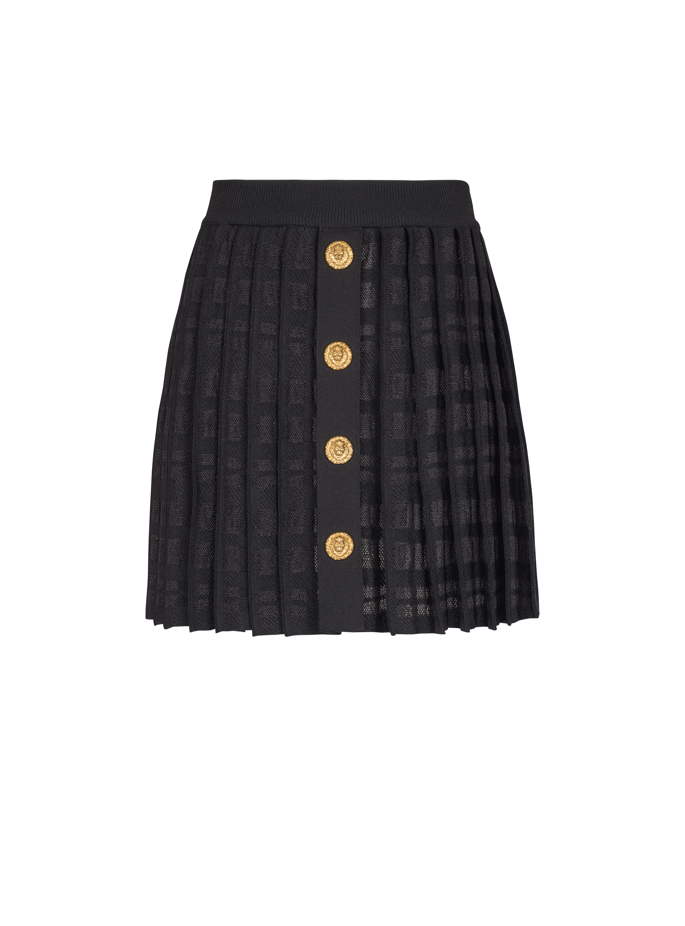 Short pleated skirt in plaid knit