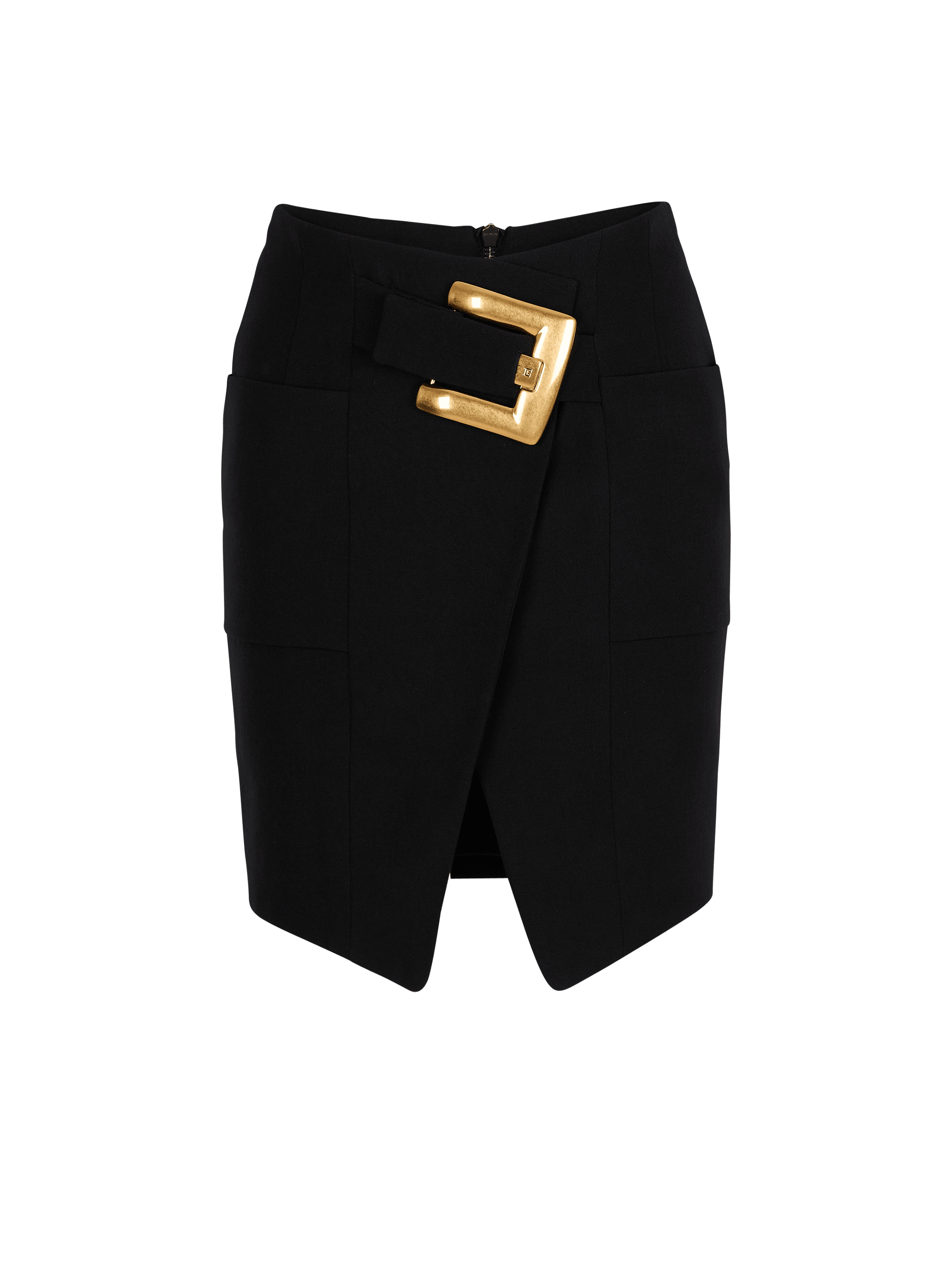 Short grain de poudre skirt with belt