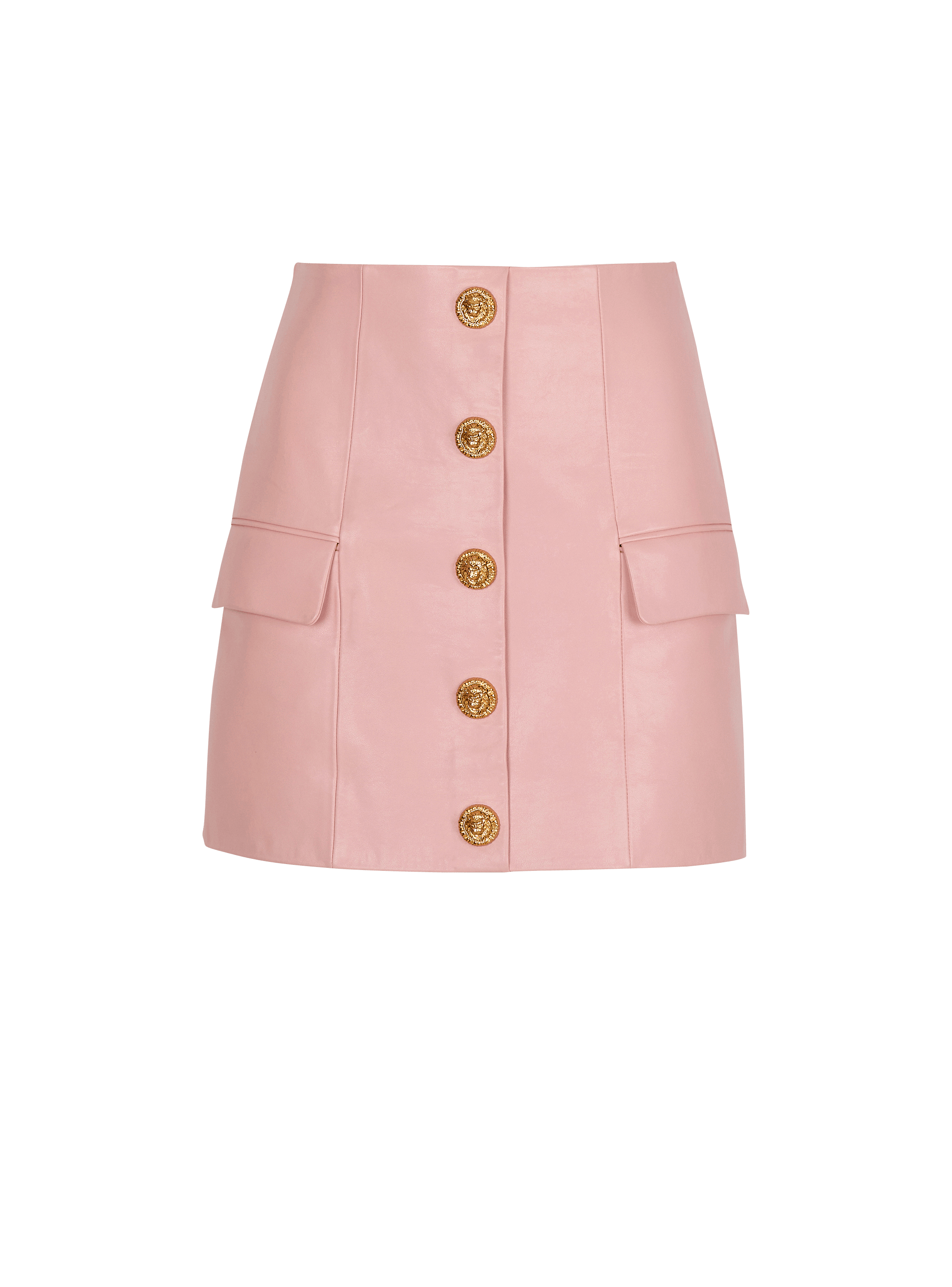 Short lambskin skirt with buttons