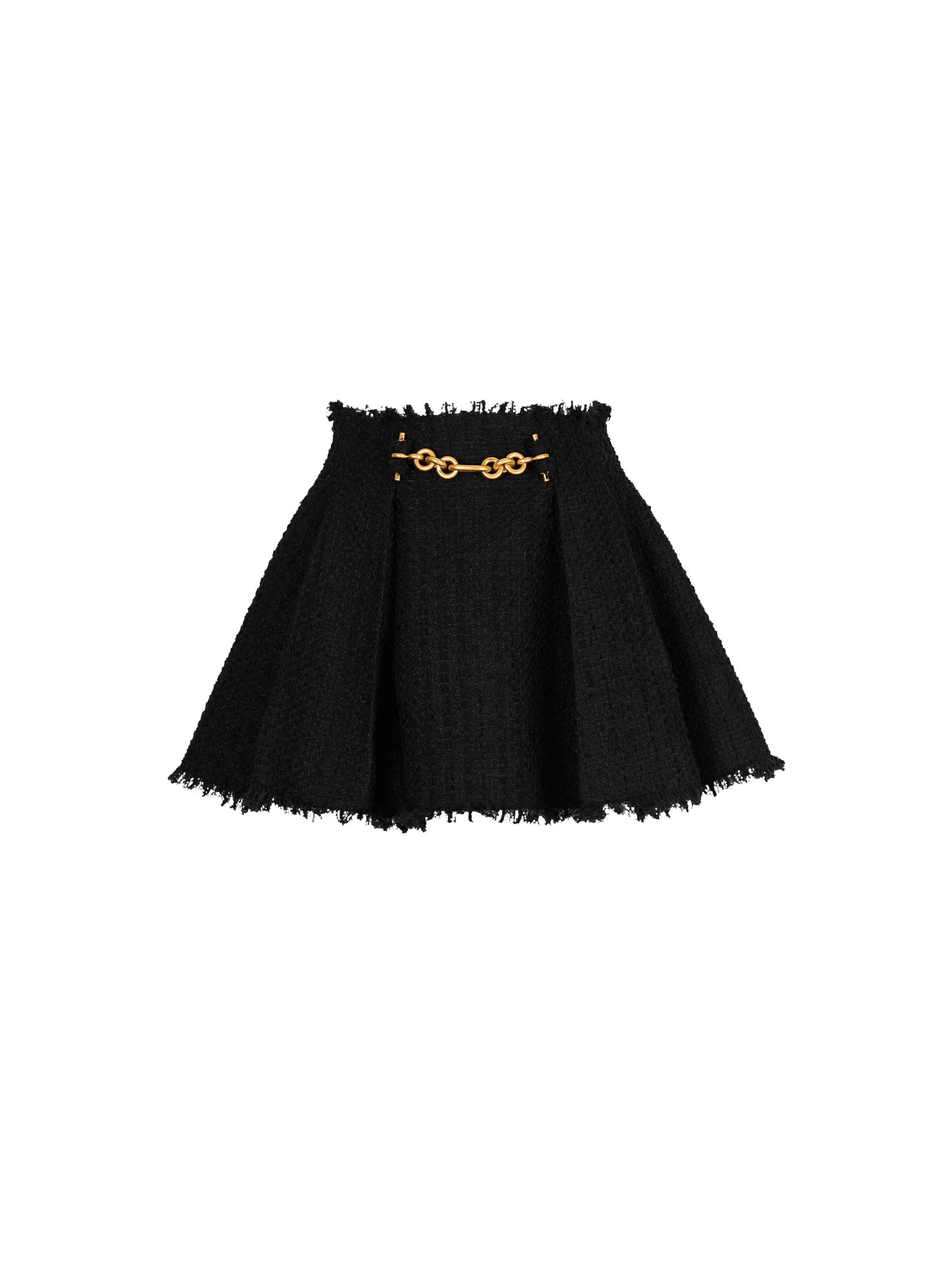 Pleated flared tweed skirt