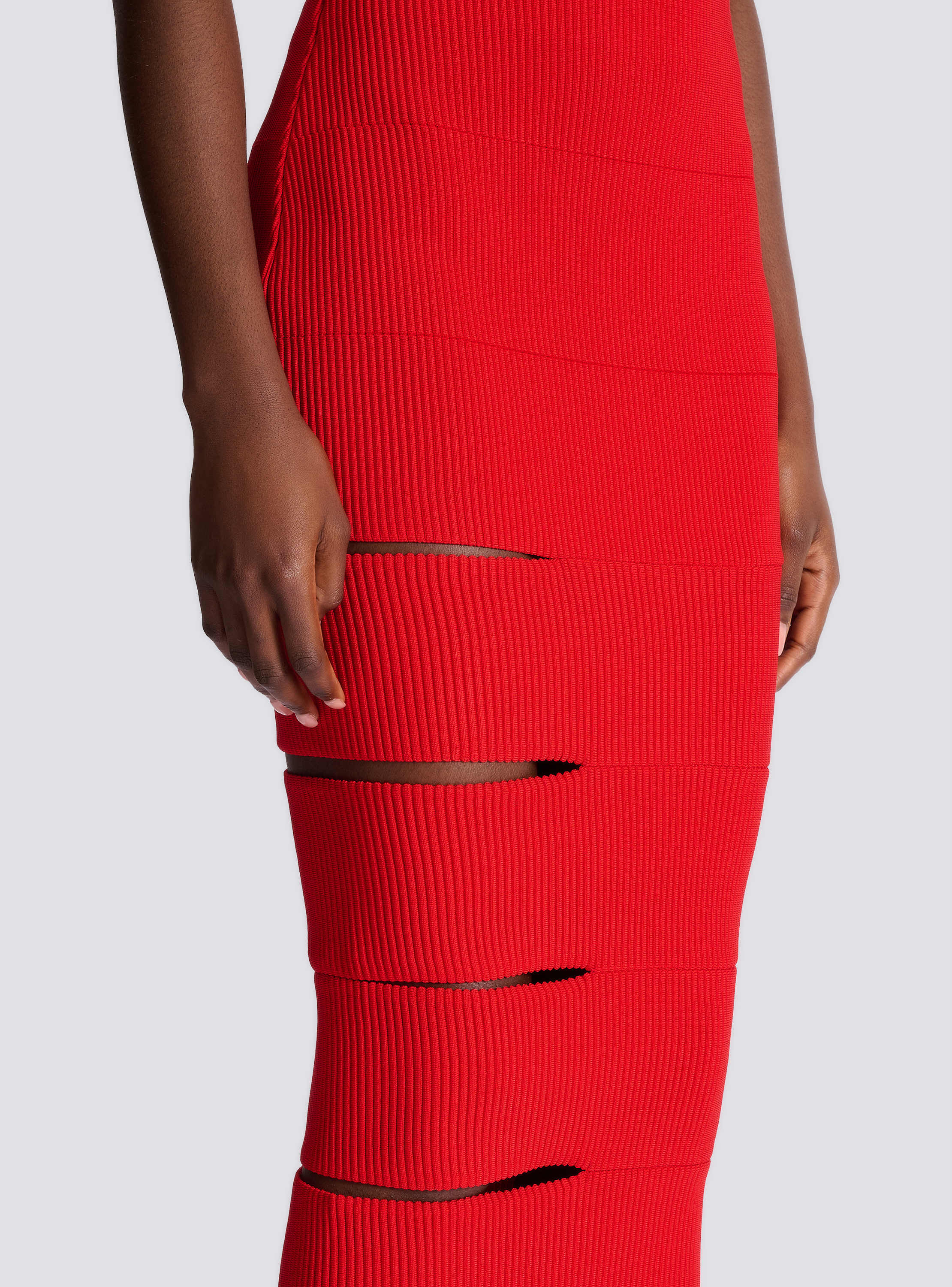 Long knit skirt with cut-outs