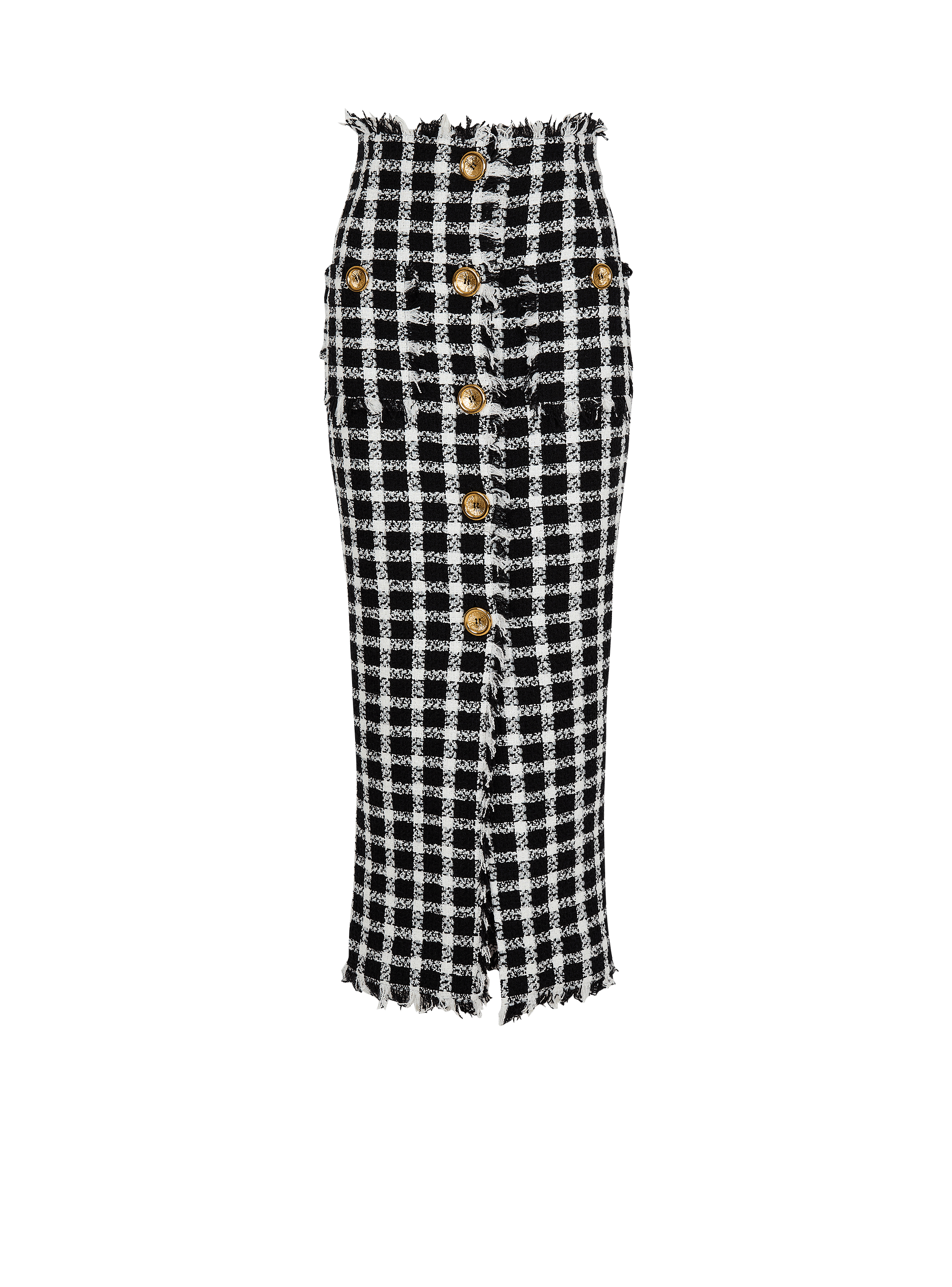 Long gingham tweed skirt