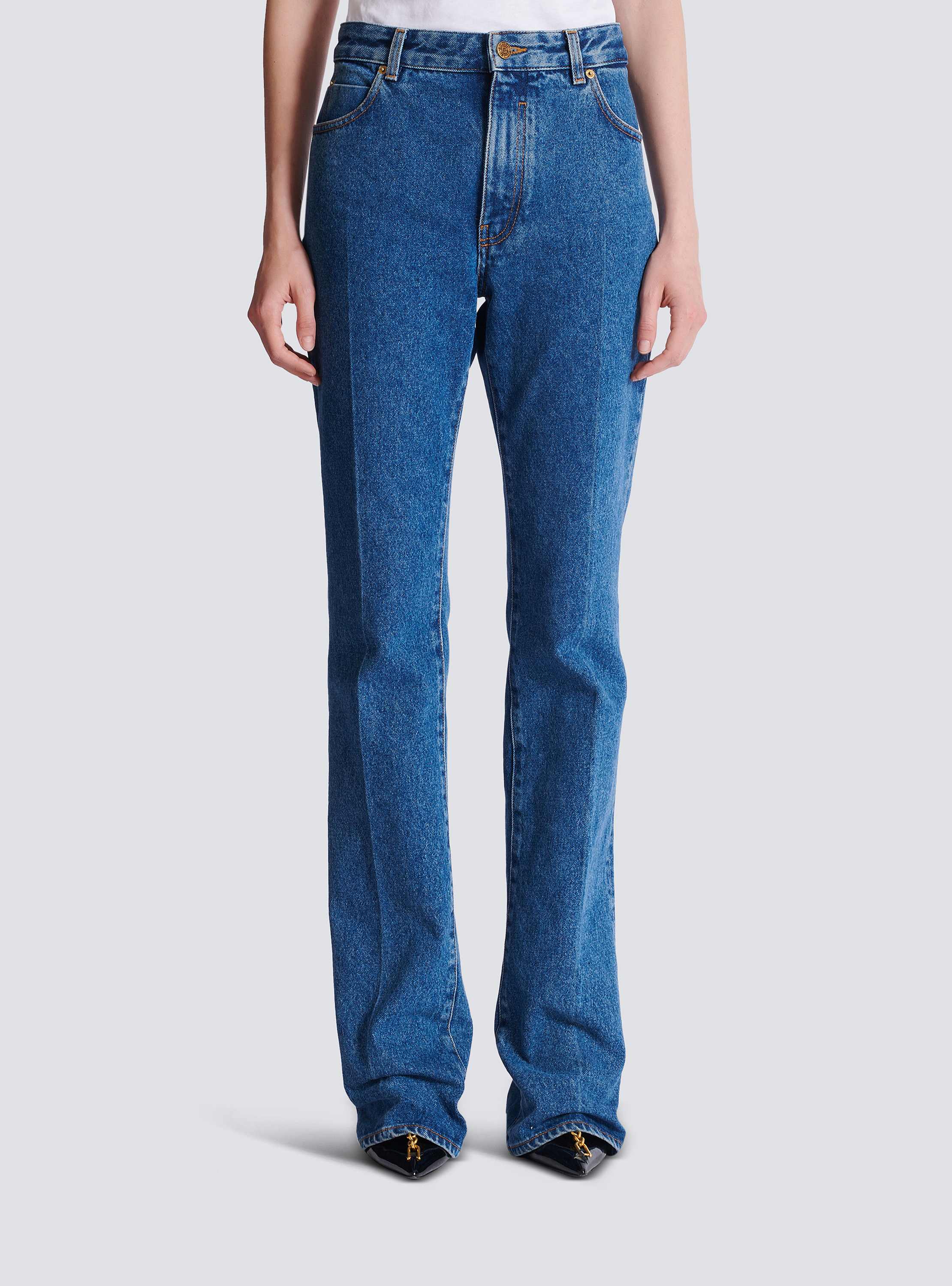 Straight-leg denim jeans