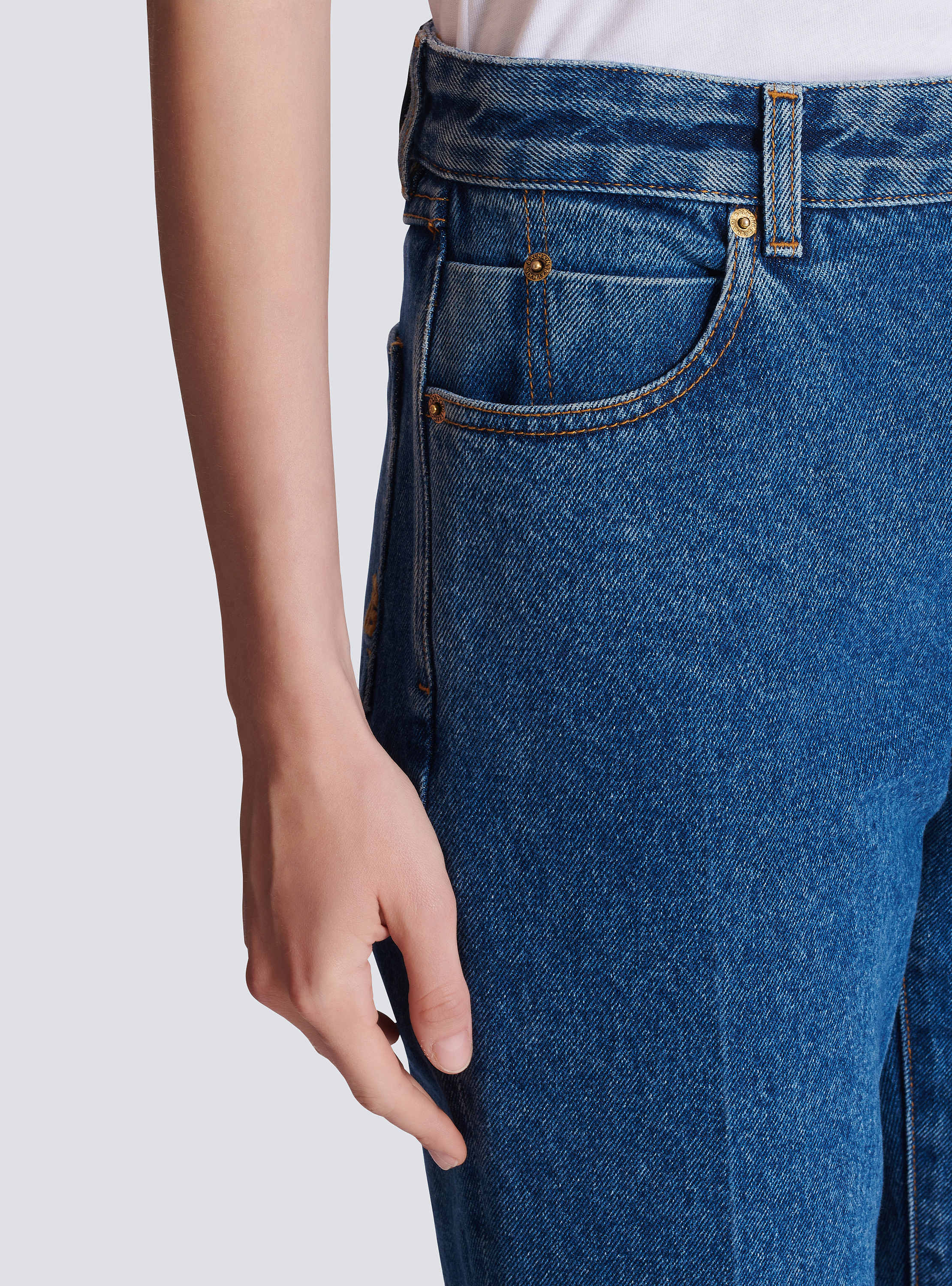 Straight-leg denim jeans