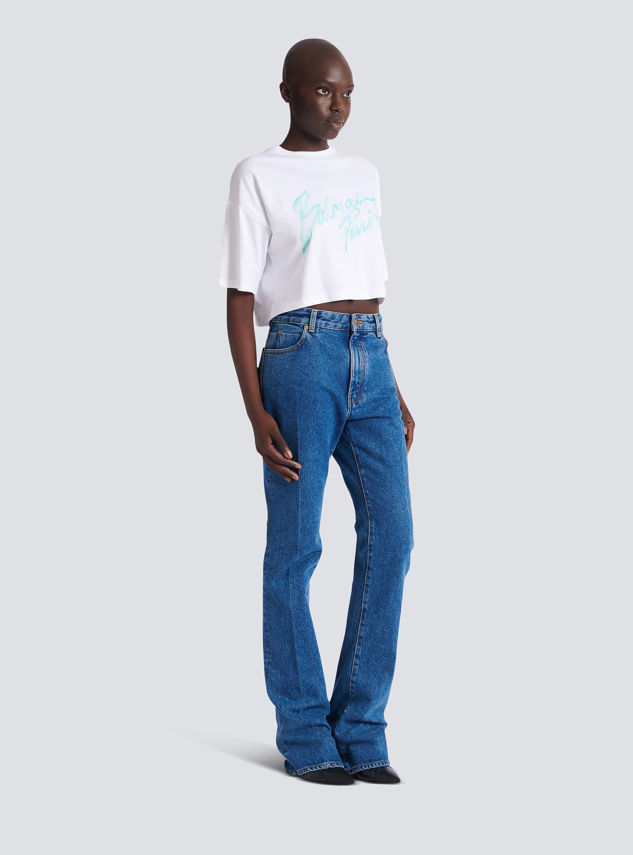 Straight-leg denim jeans