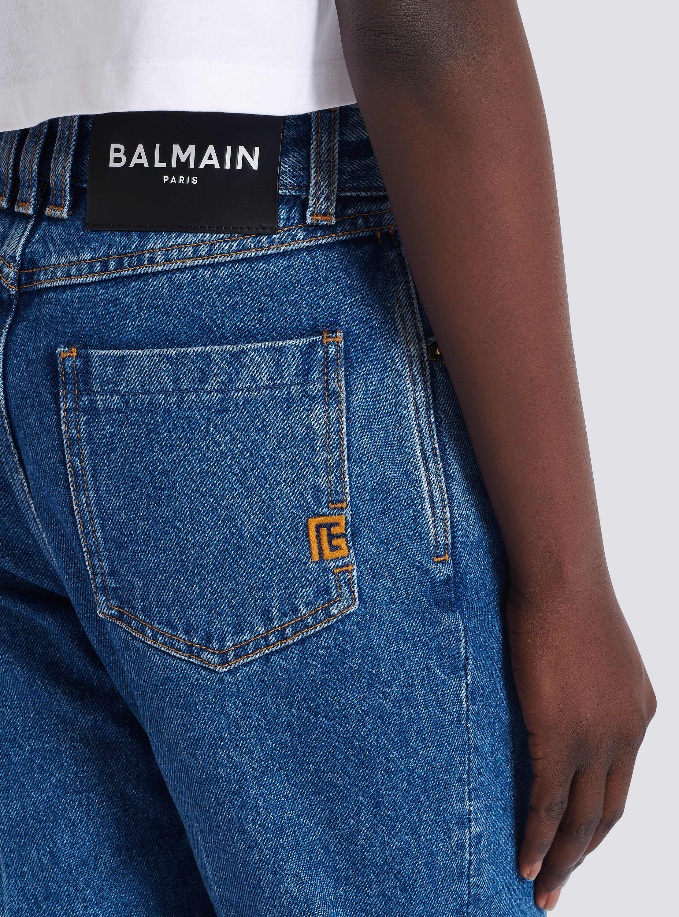 Straight-leg denim jeans