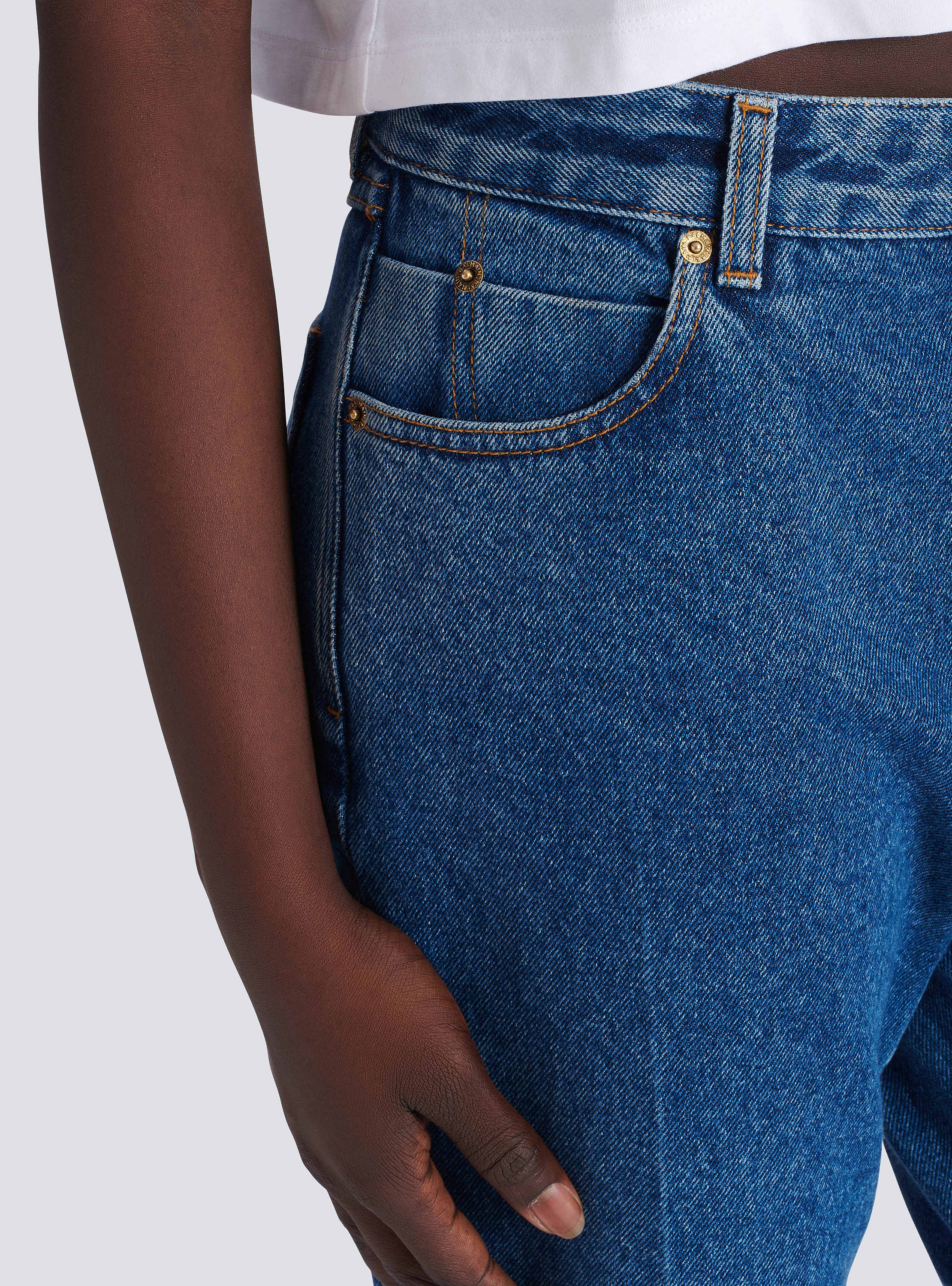 Straight-leg denim jeans