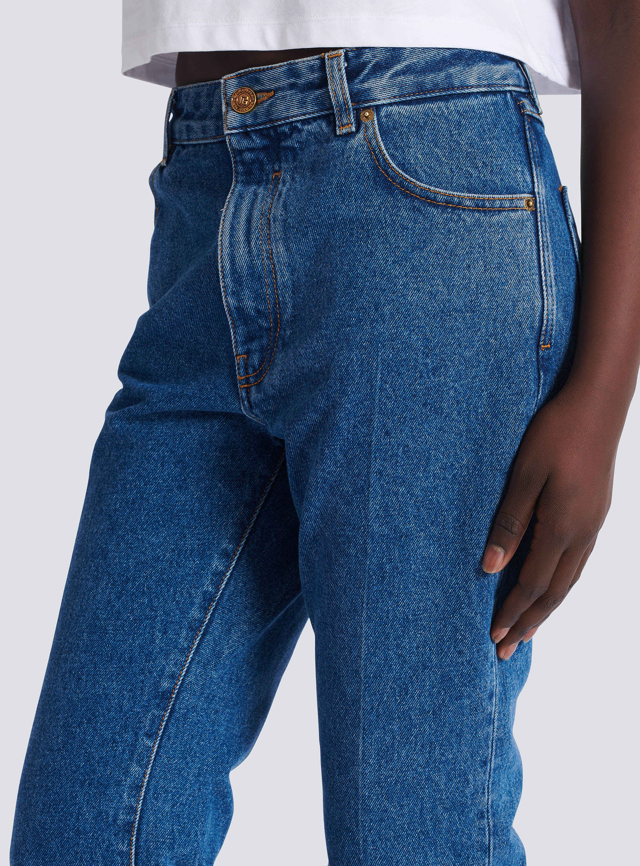 Straight-leg denim jeans