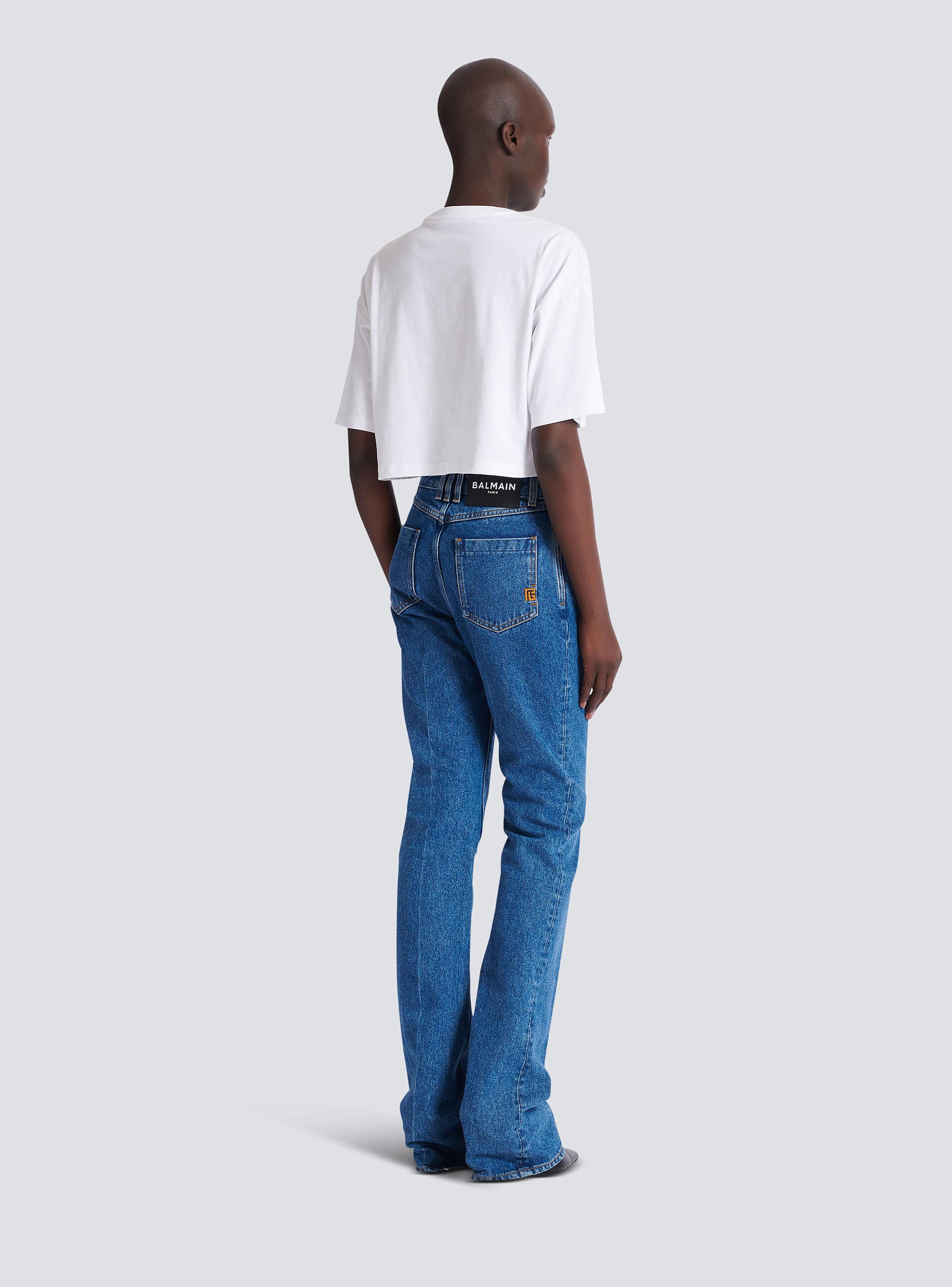 Straight-leg denim jeans
