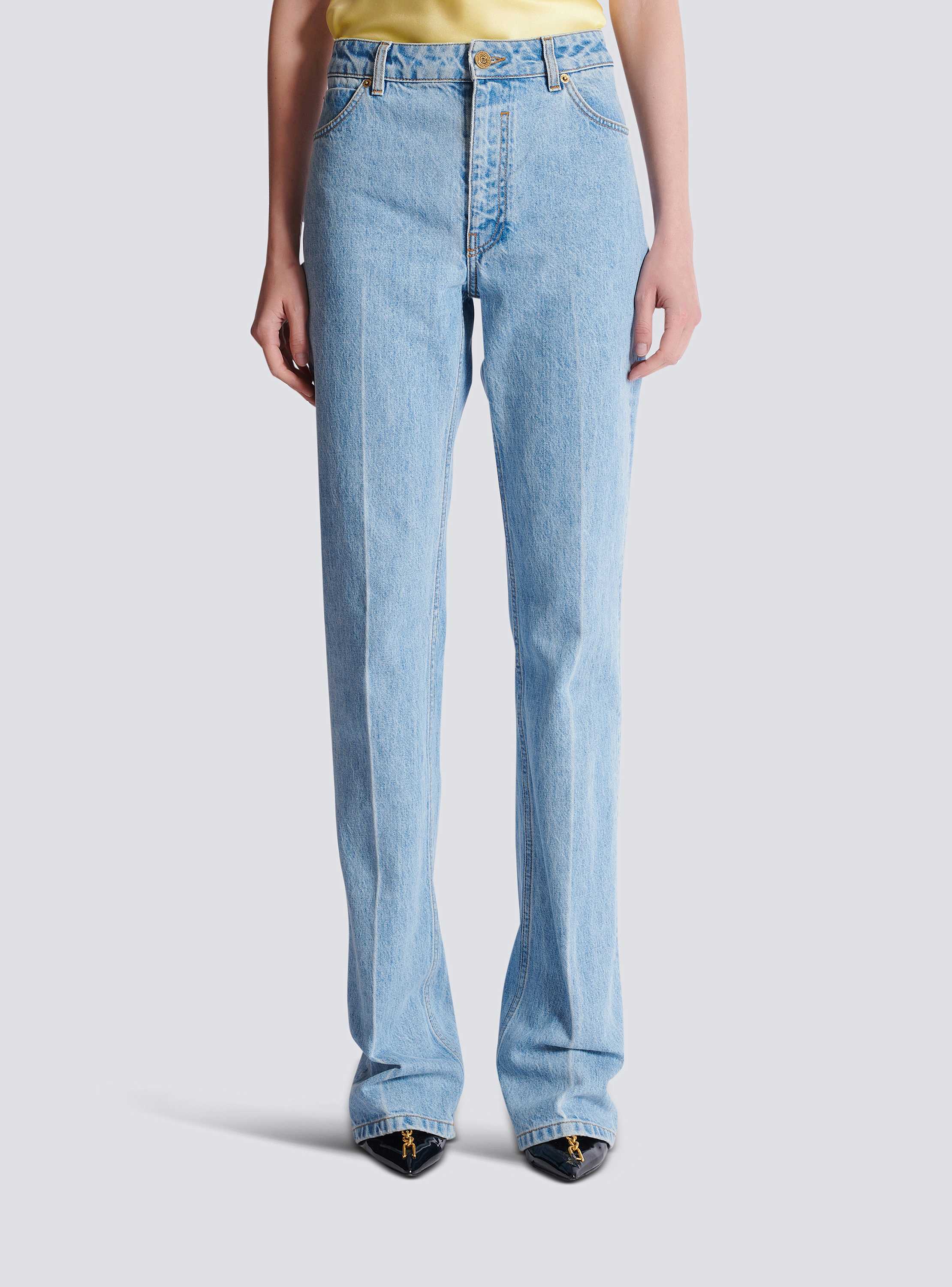 Denim high-waisted jeans