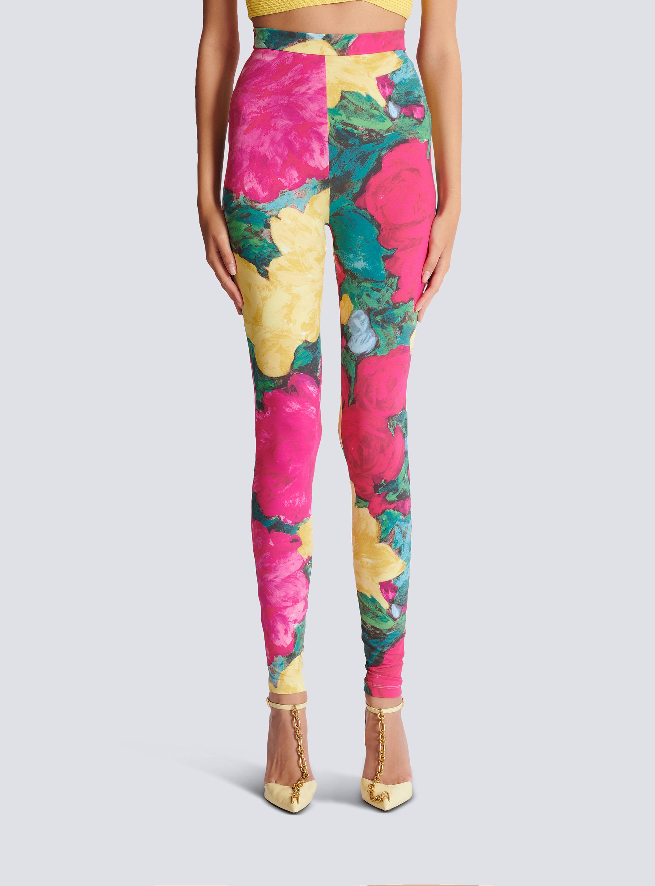 Jersey leggings with roses print