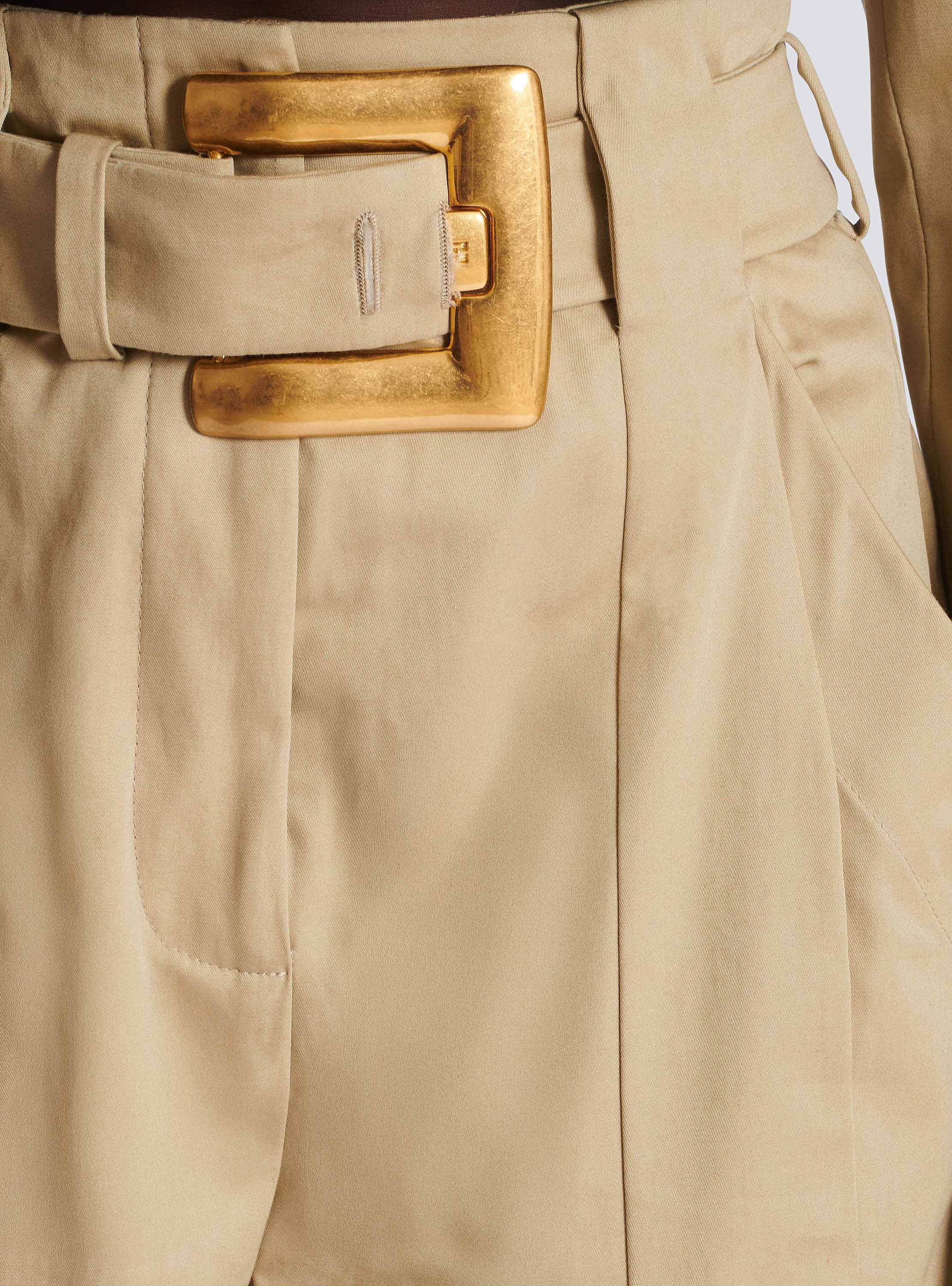 Cotton gabardine shorts with belt