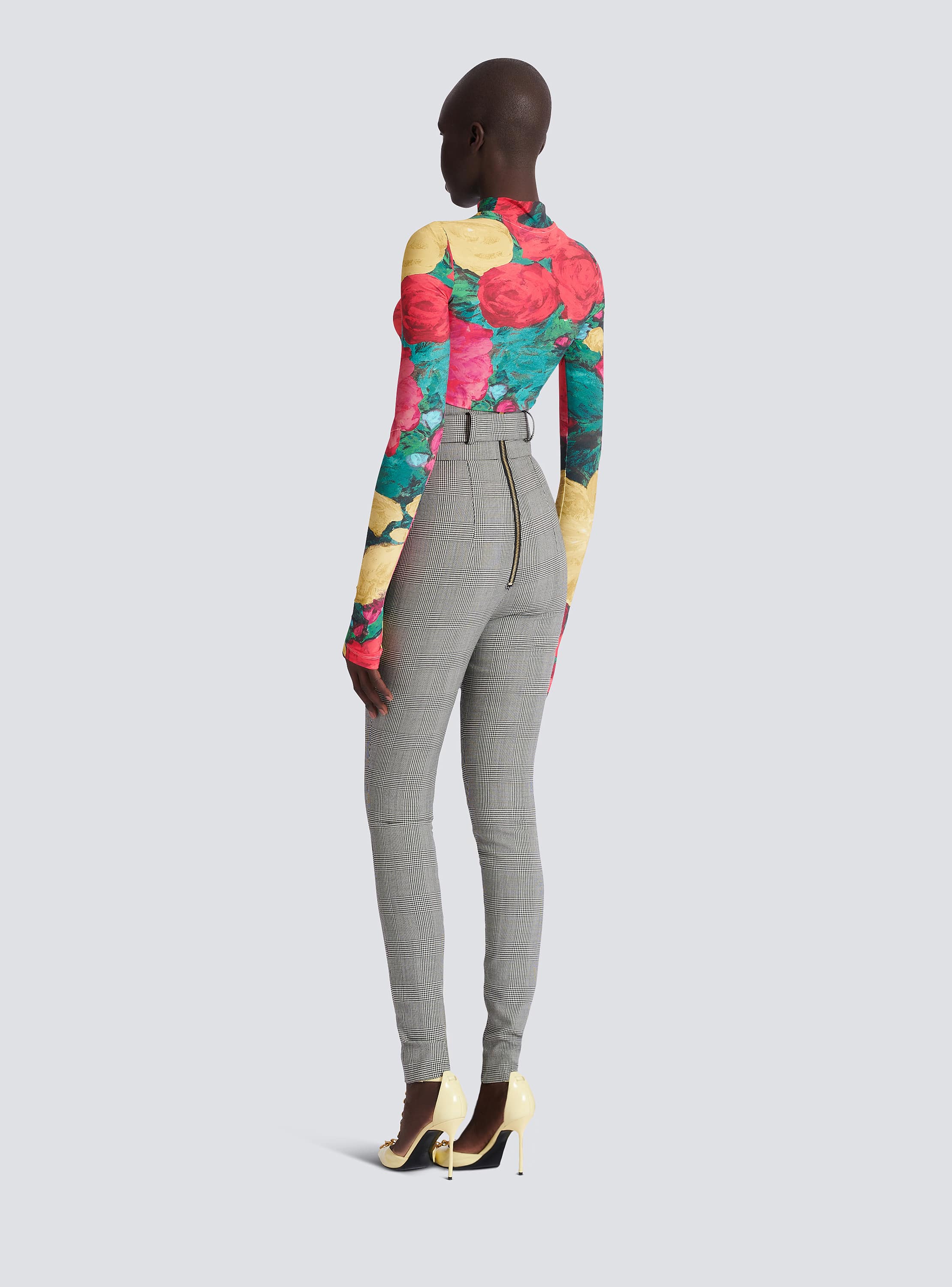 Stretch trousers in Prince of Wales jacquard