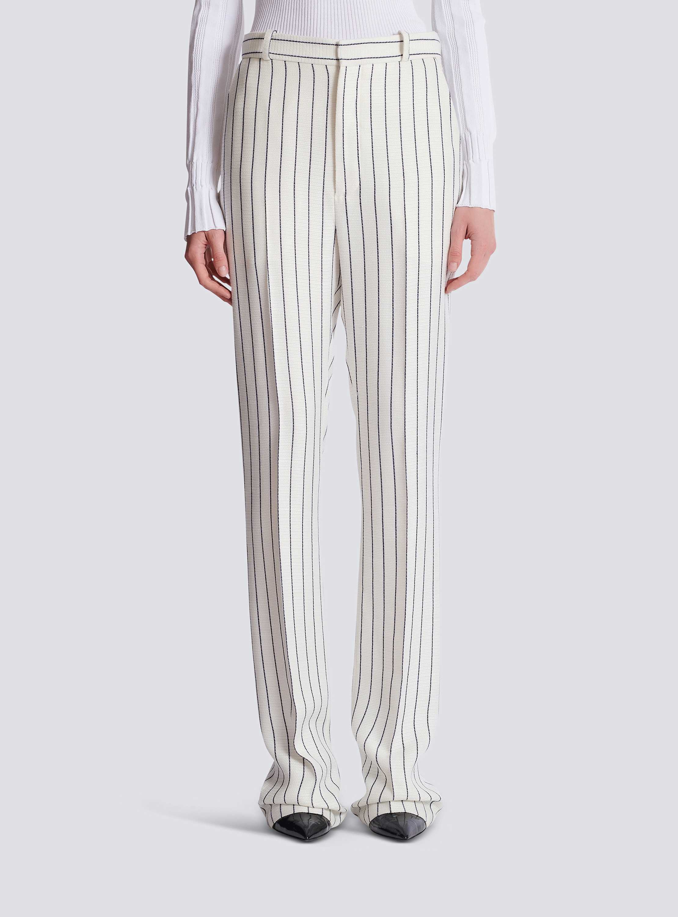 Straight-leg pinstripe trousers