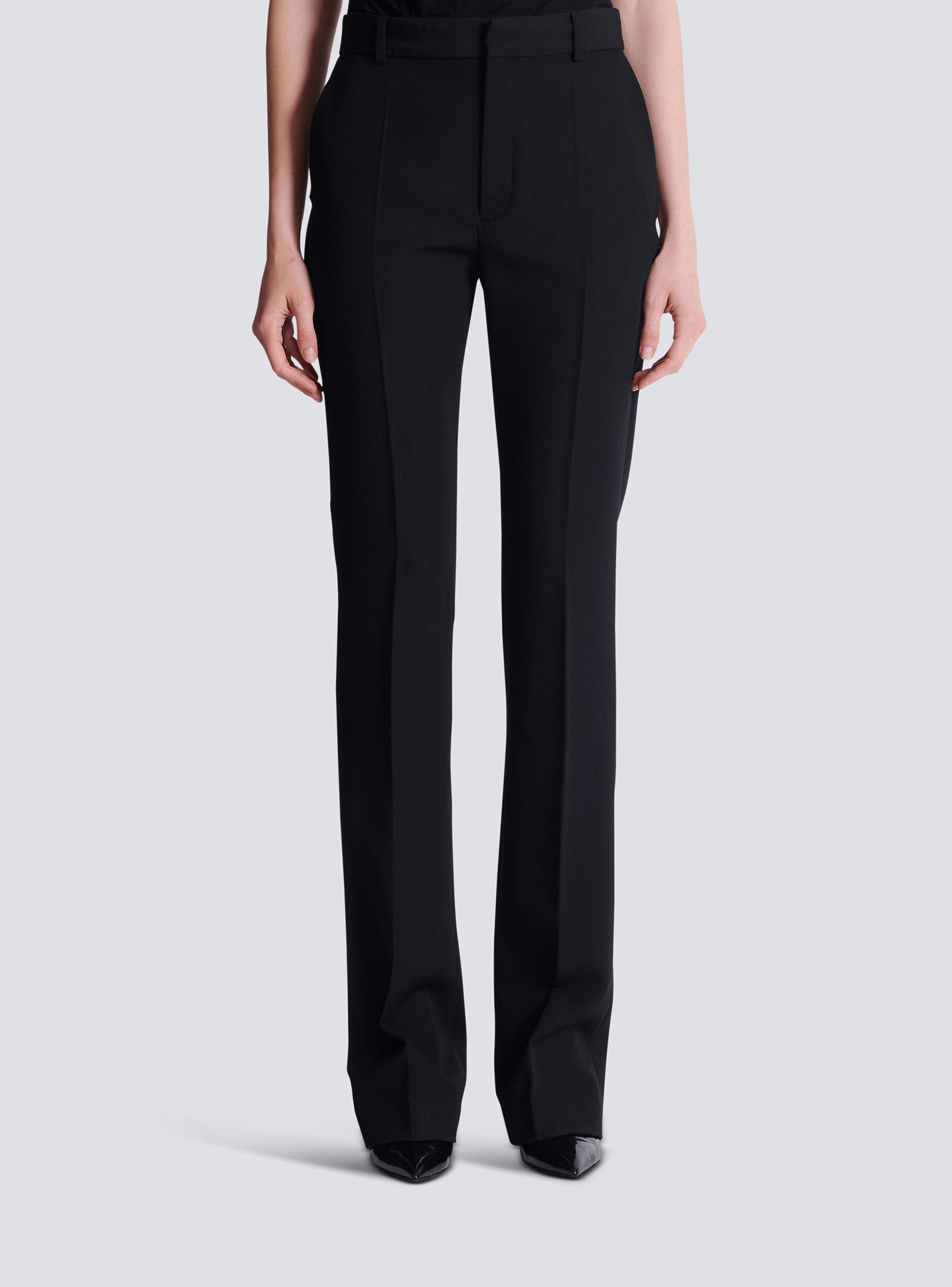Straight-leg grain de poudre trousers
