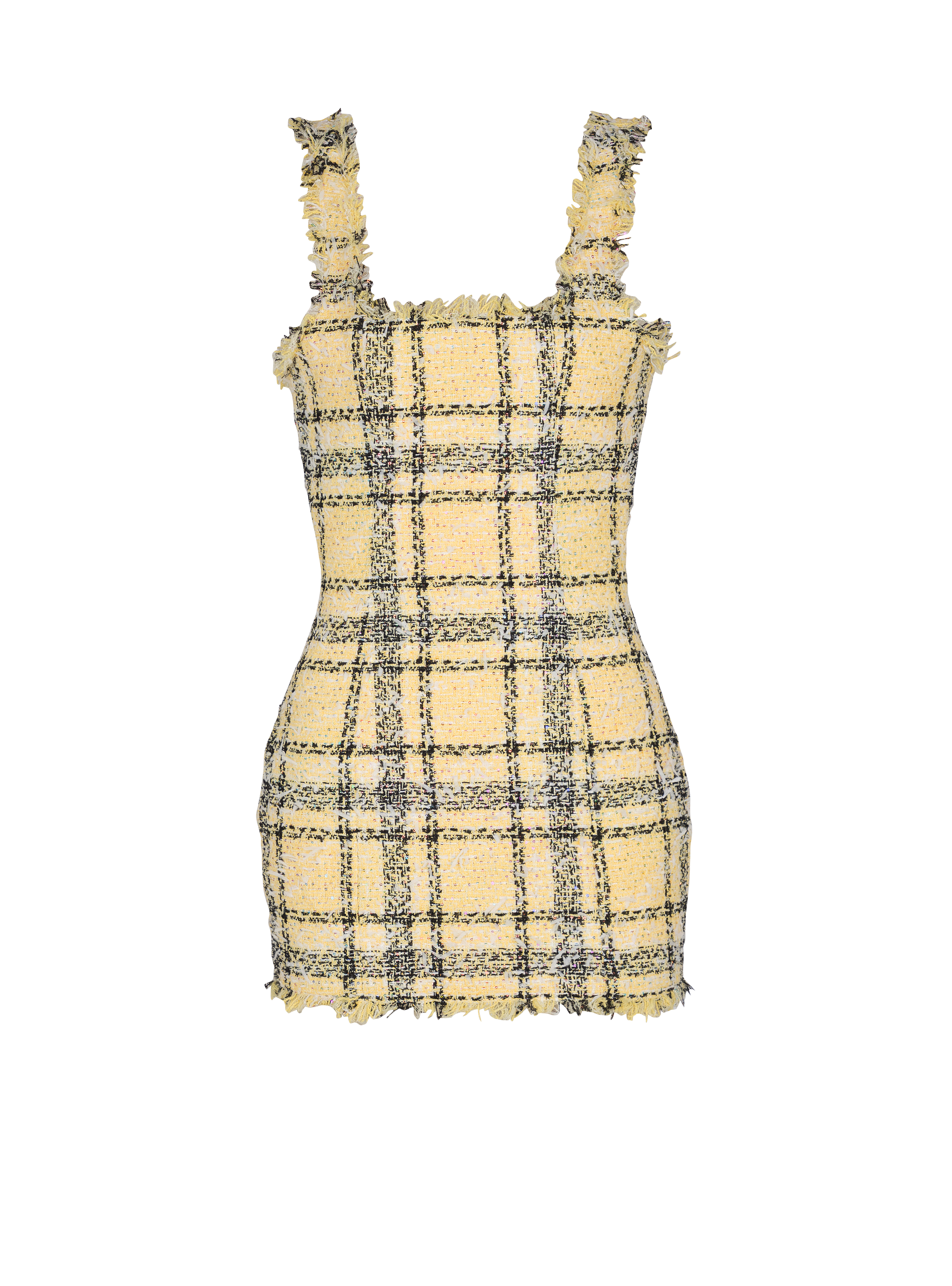 Short strappy dress in glitter tweed