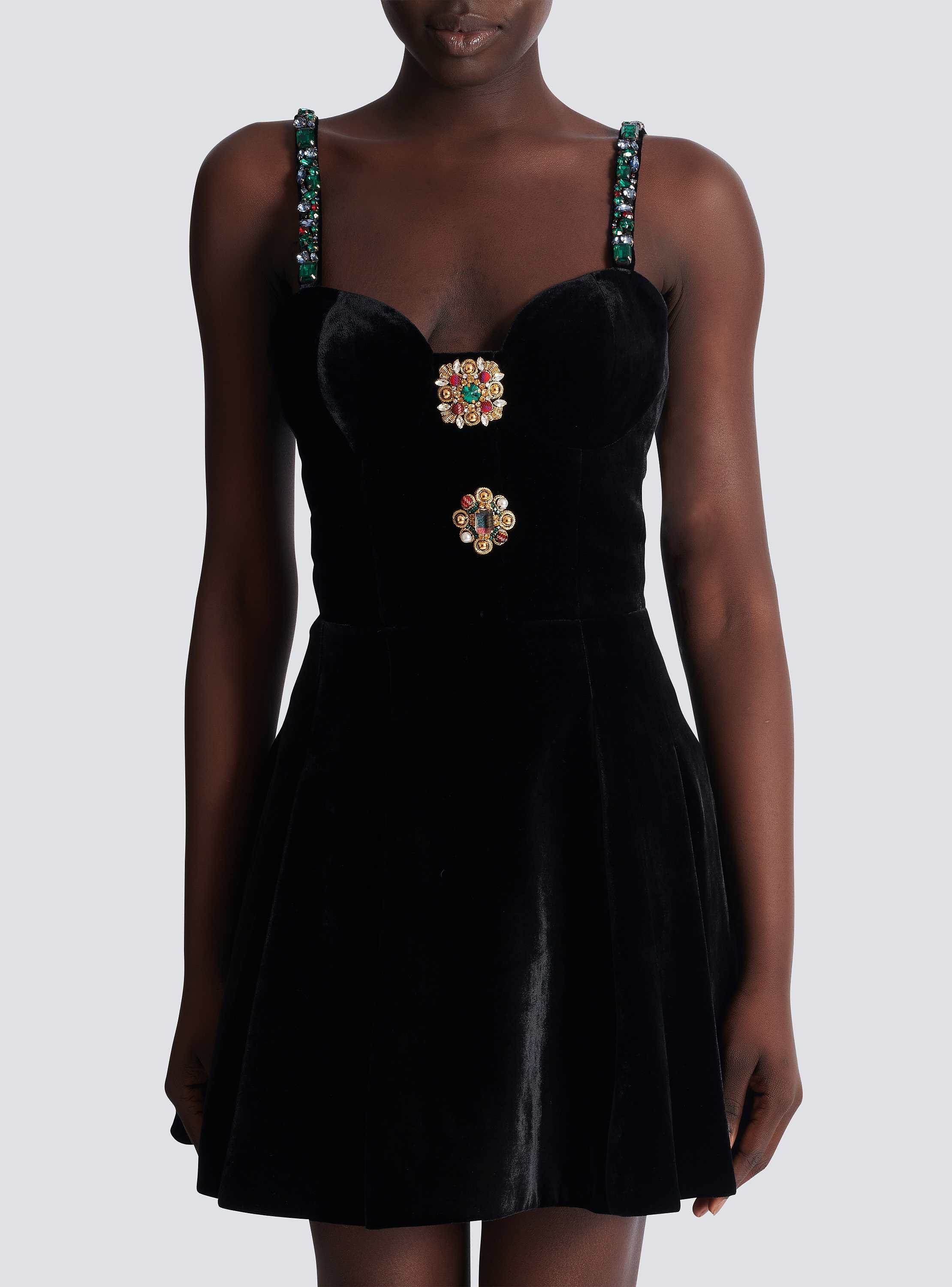 Embellished strappy velvet dress
