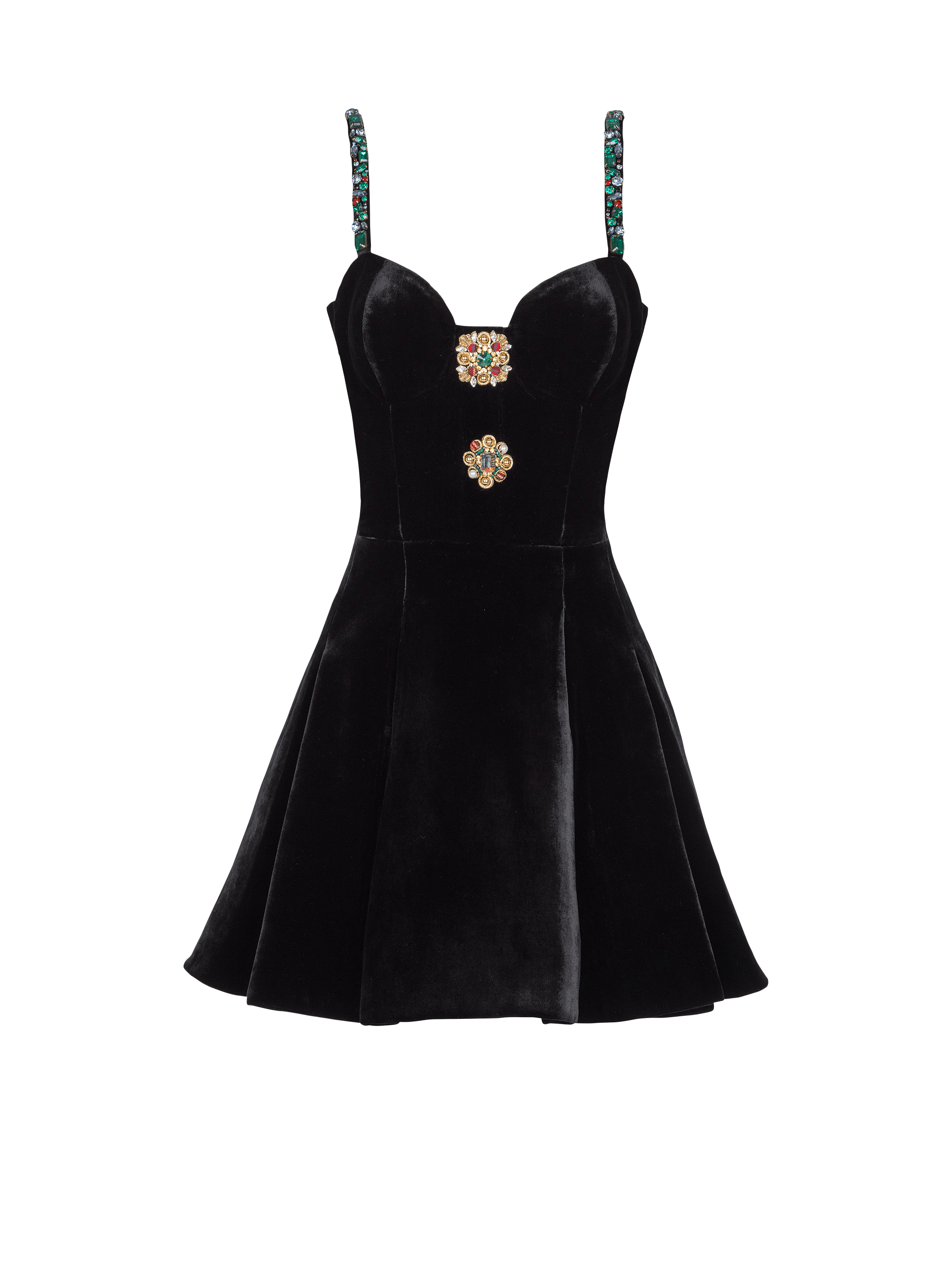 Embellished strappy velvet dress