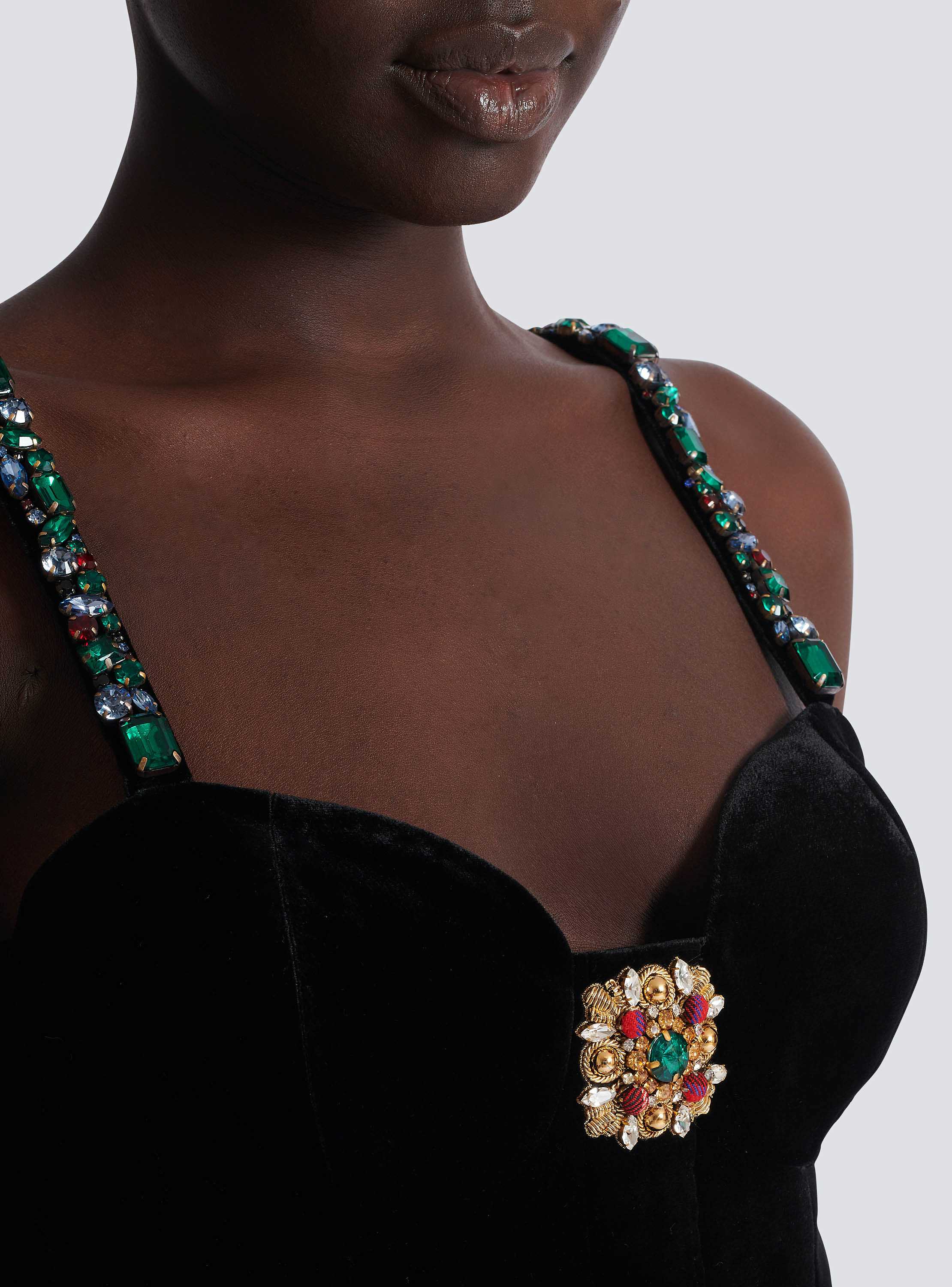 Embellished strappy velvet dress