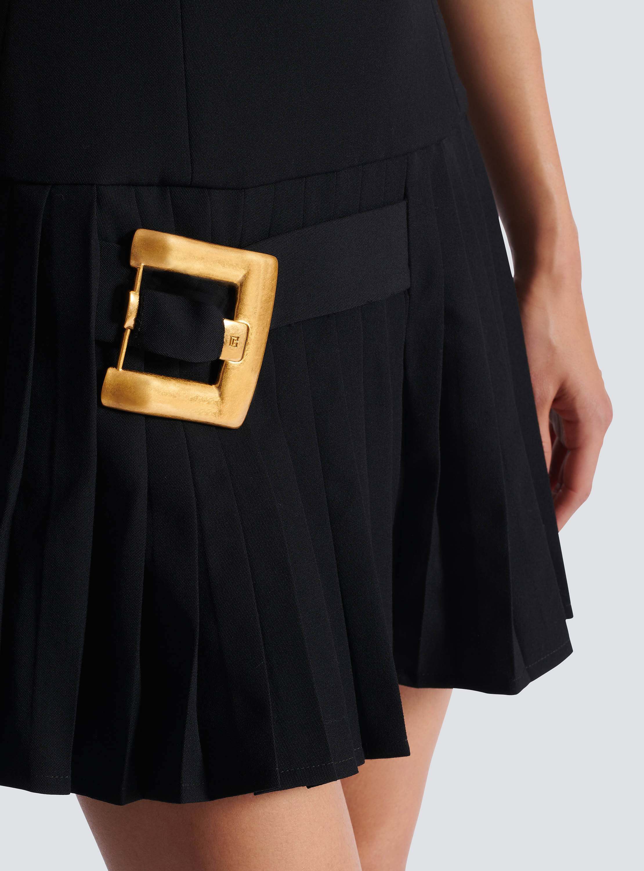 Flared grain de poudre dress with belt detail