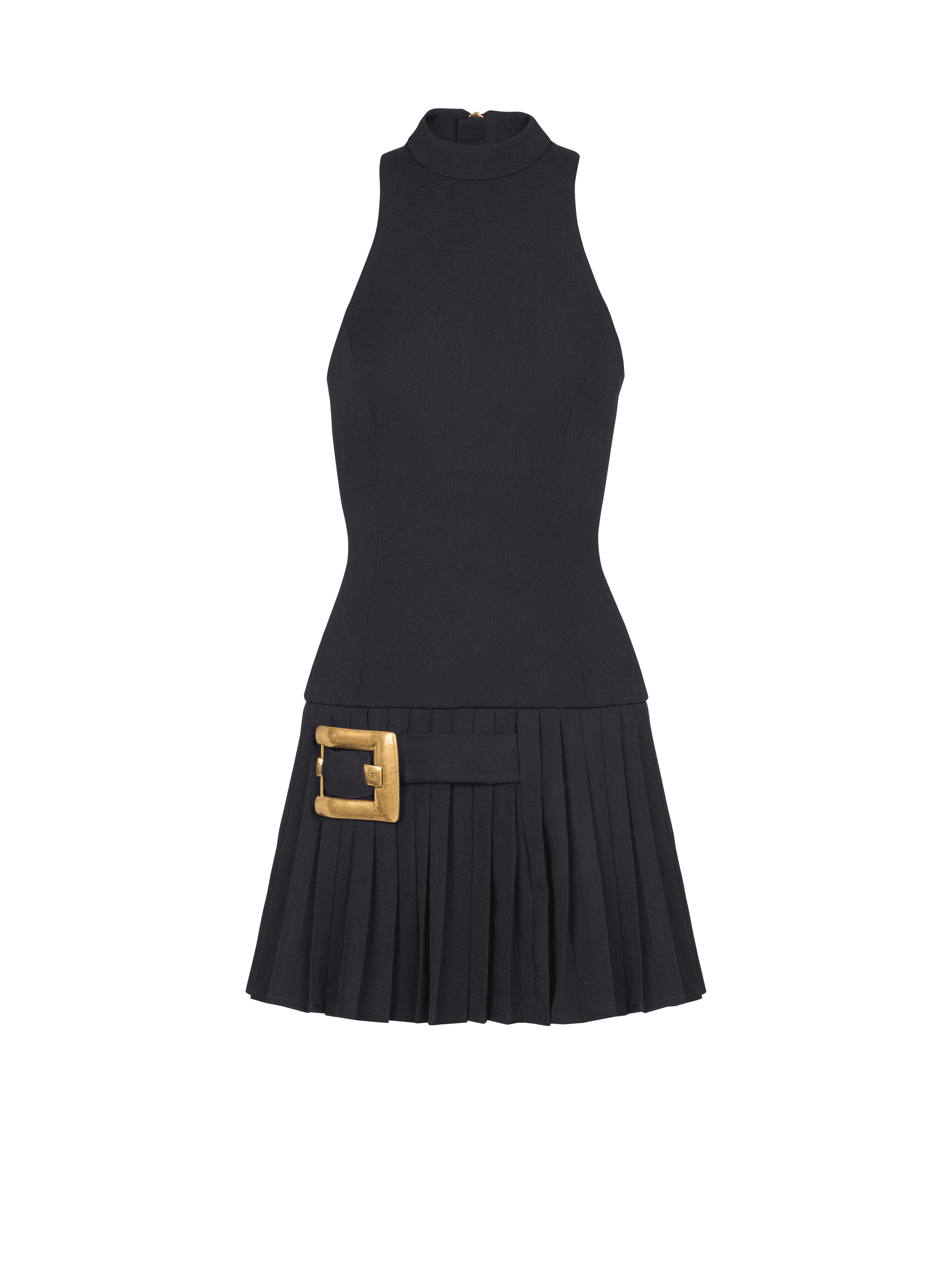 Flared grain de poudre dress with belt detail