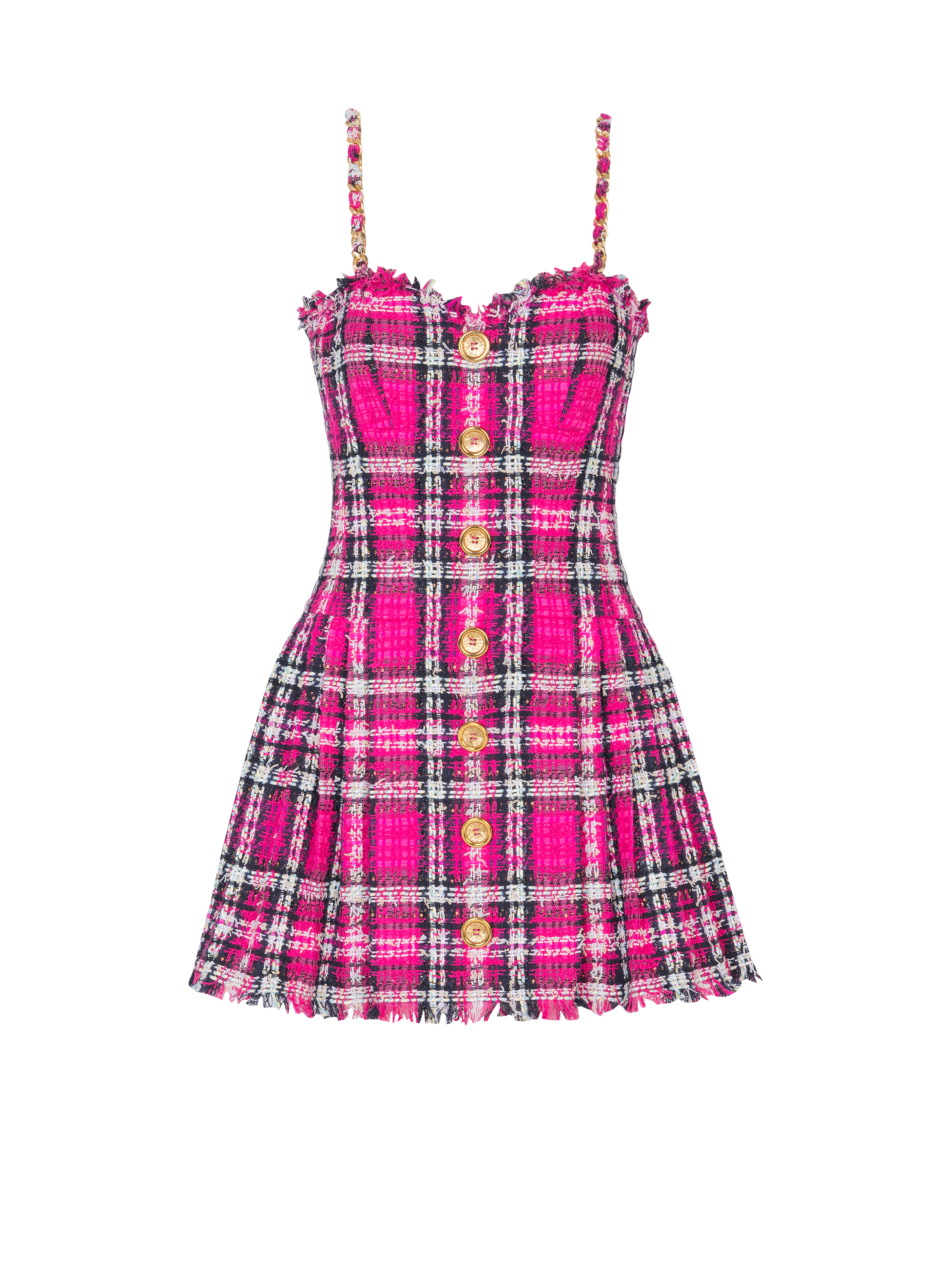 Plaid dress with chain straps