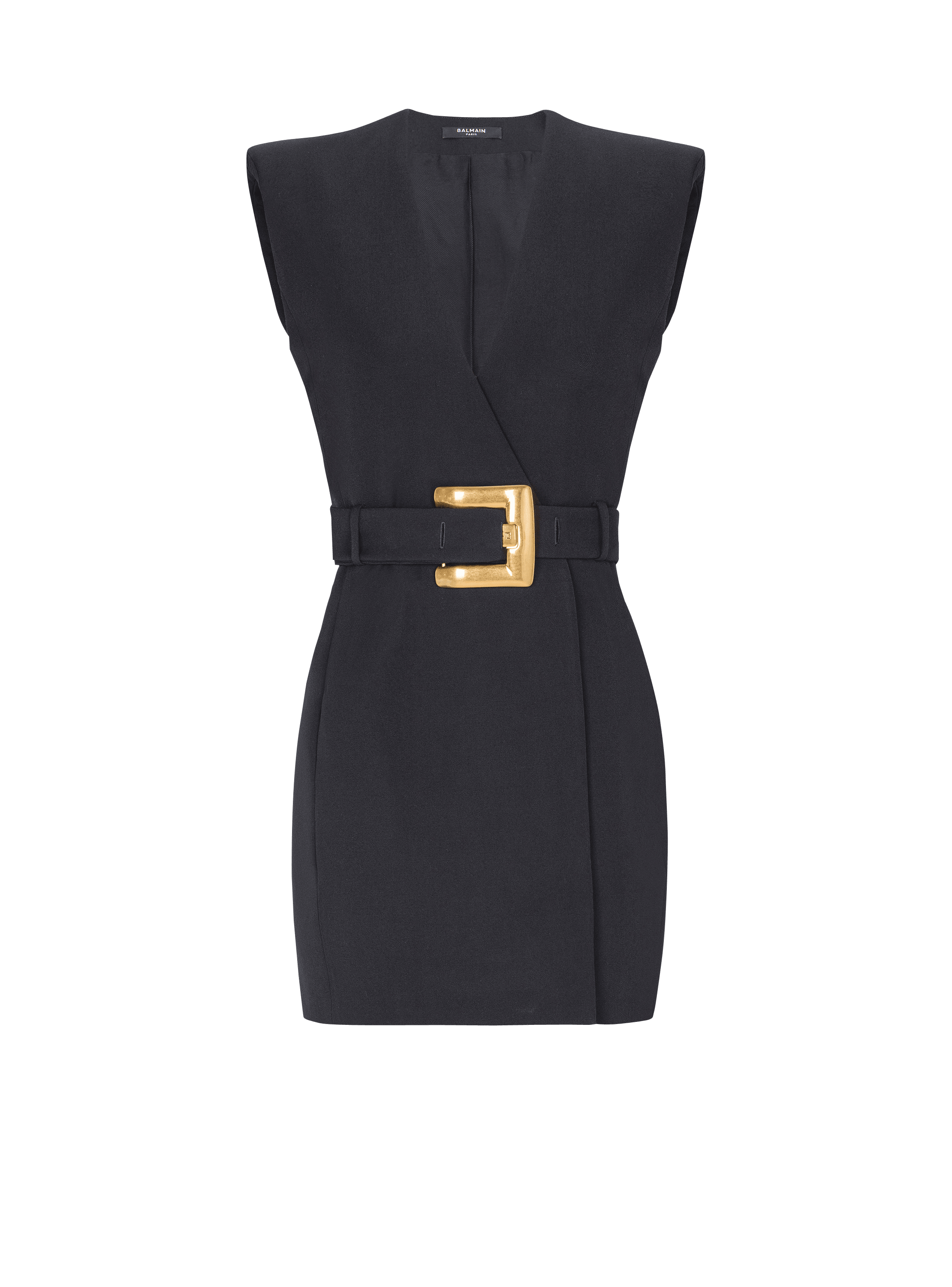 Short belted grain de poudre dress