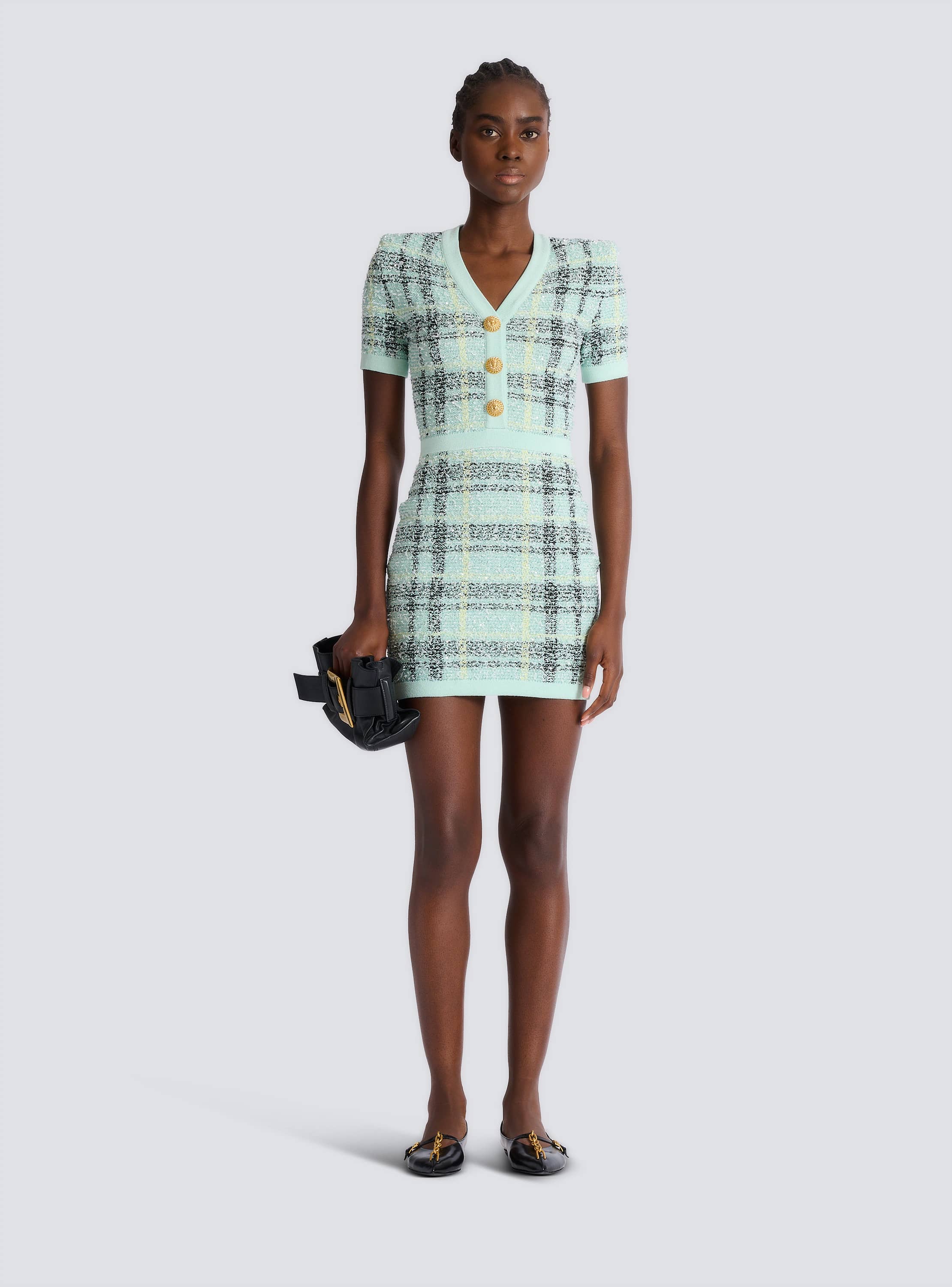 Short glitter tweed dress