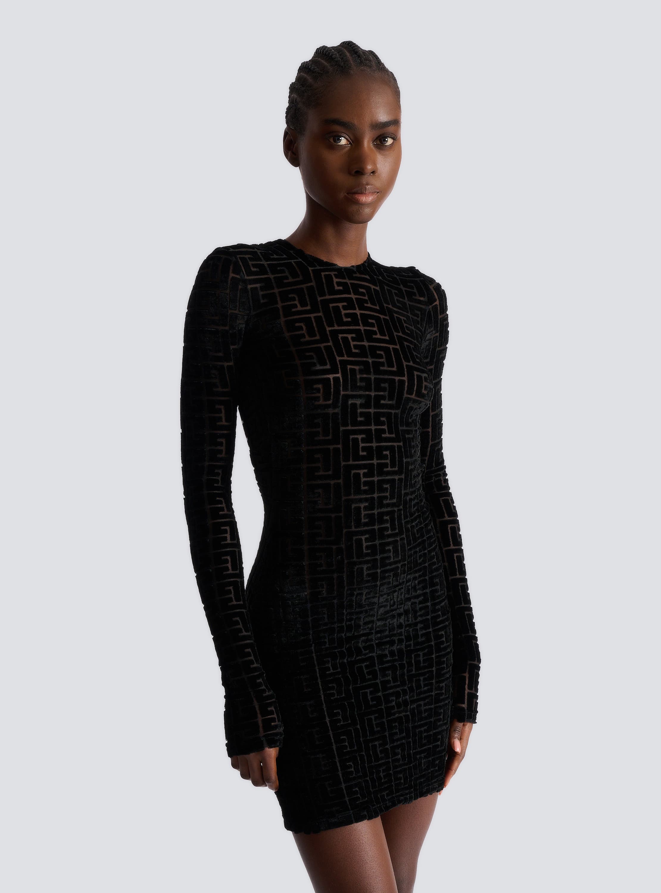 Short monogrammed velvet dress