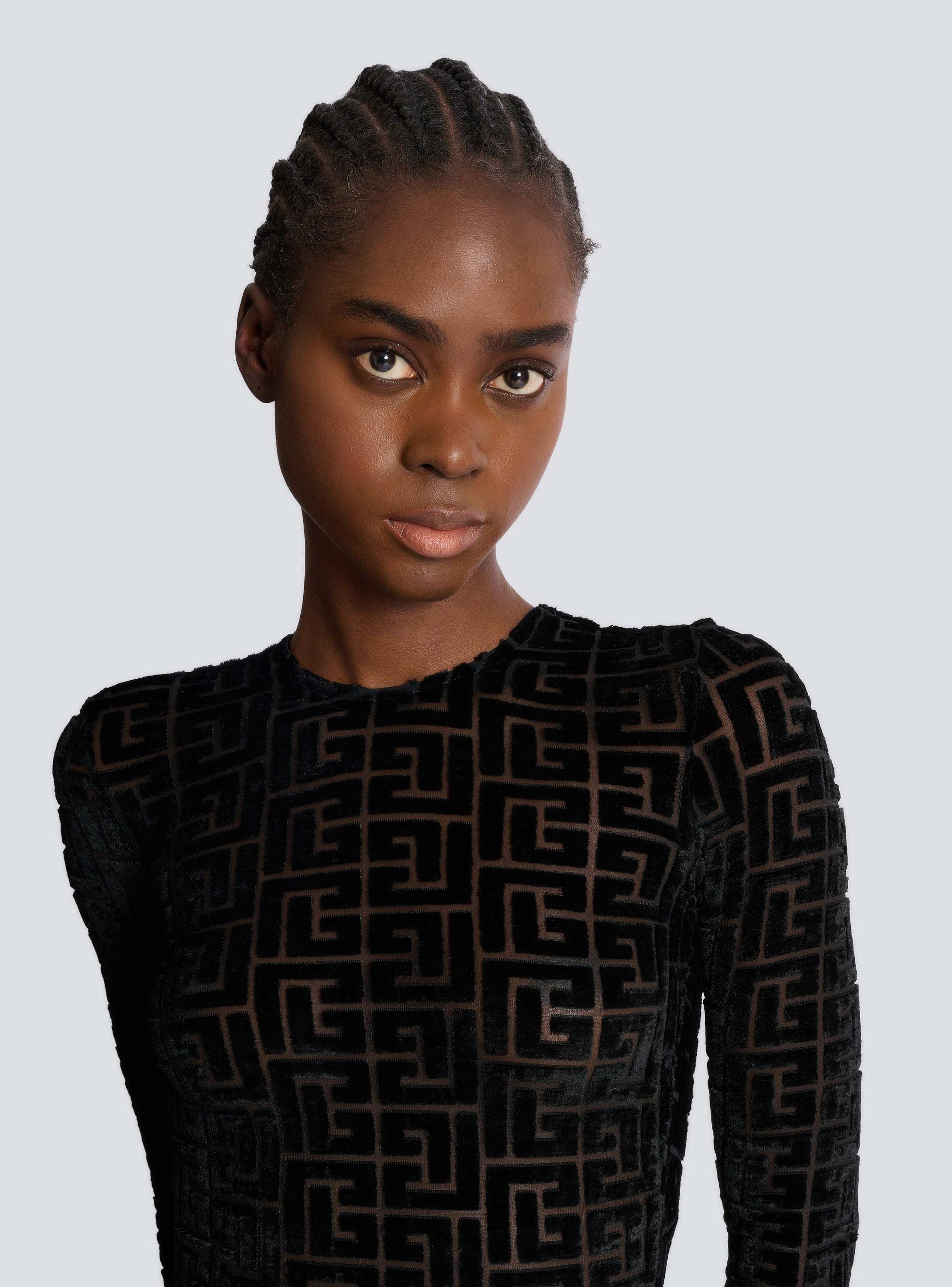 Short monogrammed velvet dress